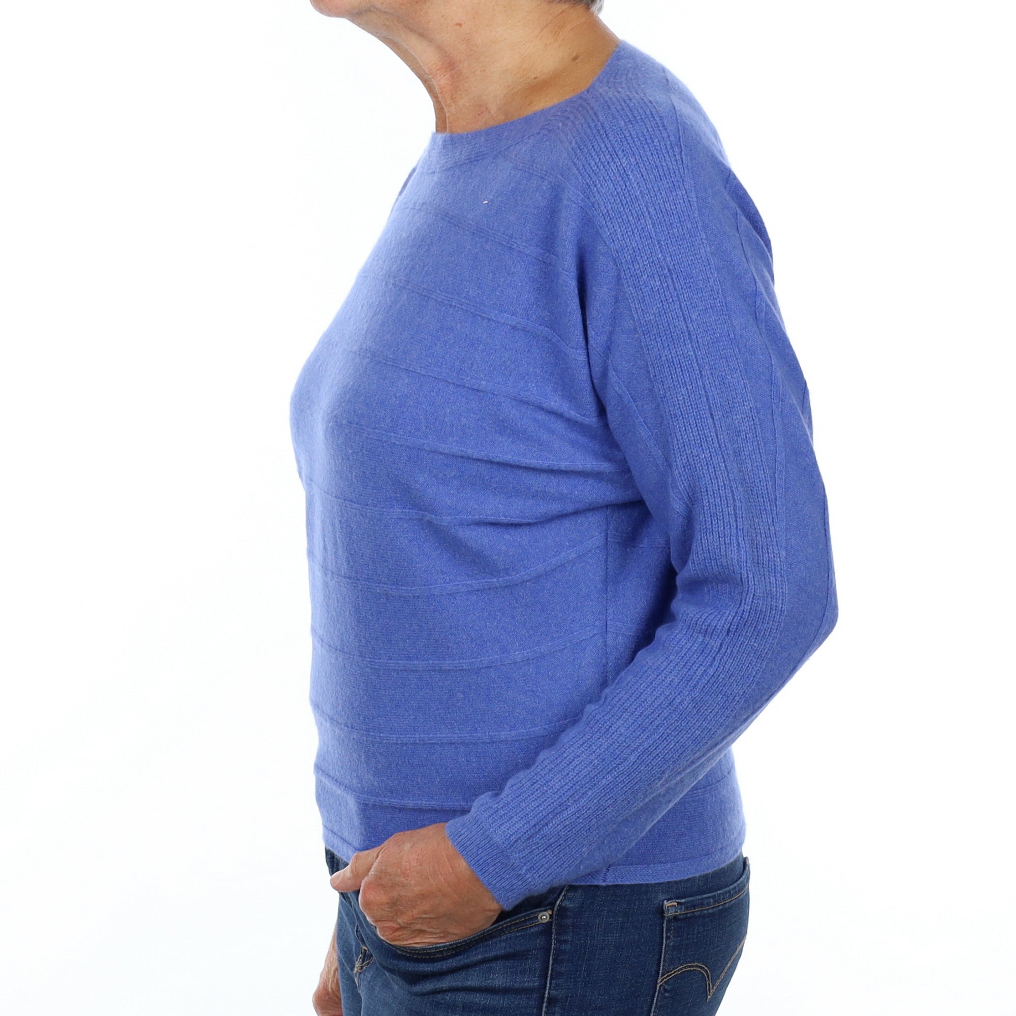 Bluebell Blue Cashmere Crew Neck Jumper Medium