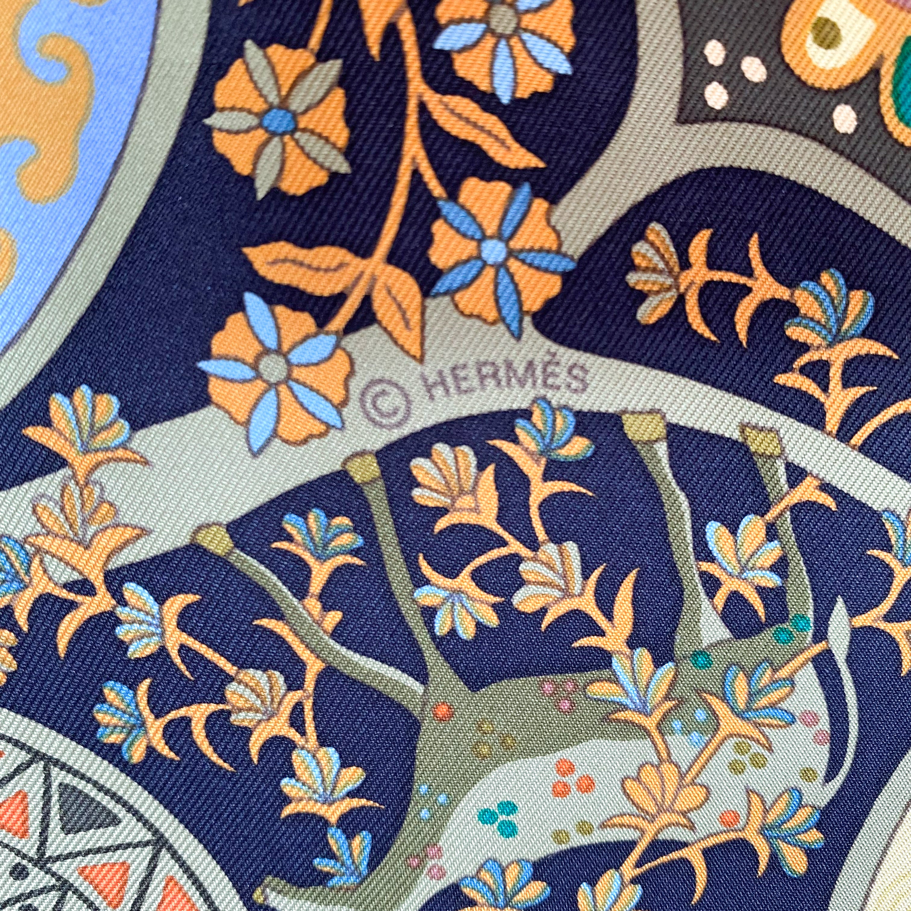 Boxed Hermès L’Arbre de Vie Silk Scarf