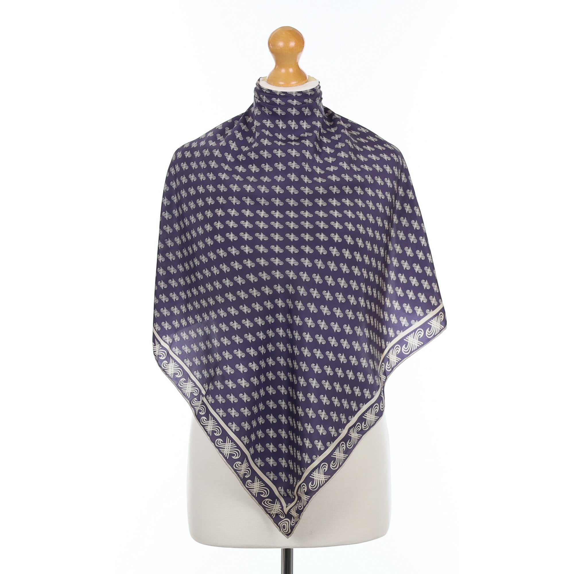 1970’s Jaeger Navy Patterned Vintage Silk Scarf