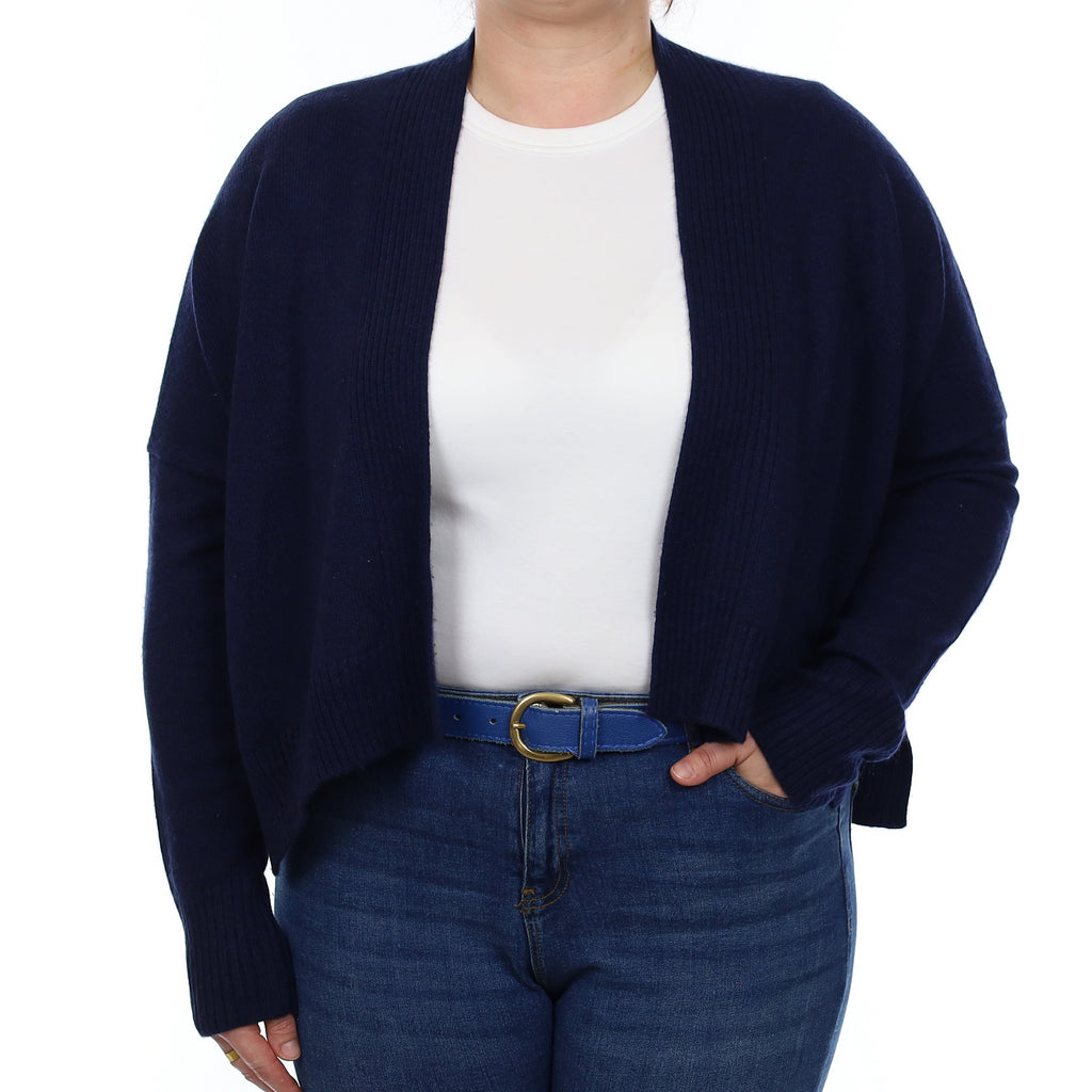 Jaeger Navy Cashmere Slouchy Edge to Edge Cardigan Large