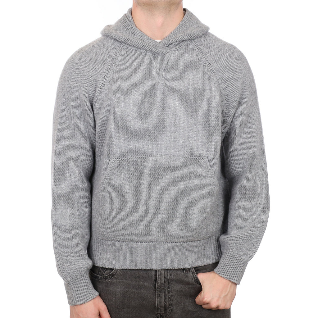 Men's Brand New Scottish Smoke Grey Chunky Cashmere Hoodie Jumper XXL