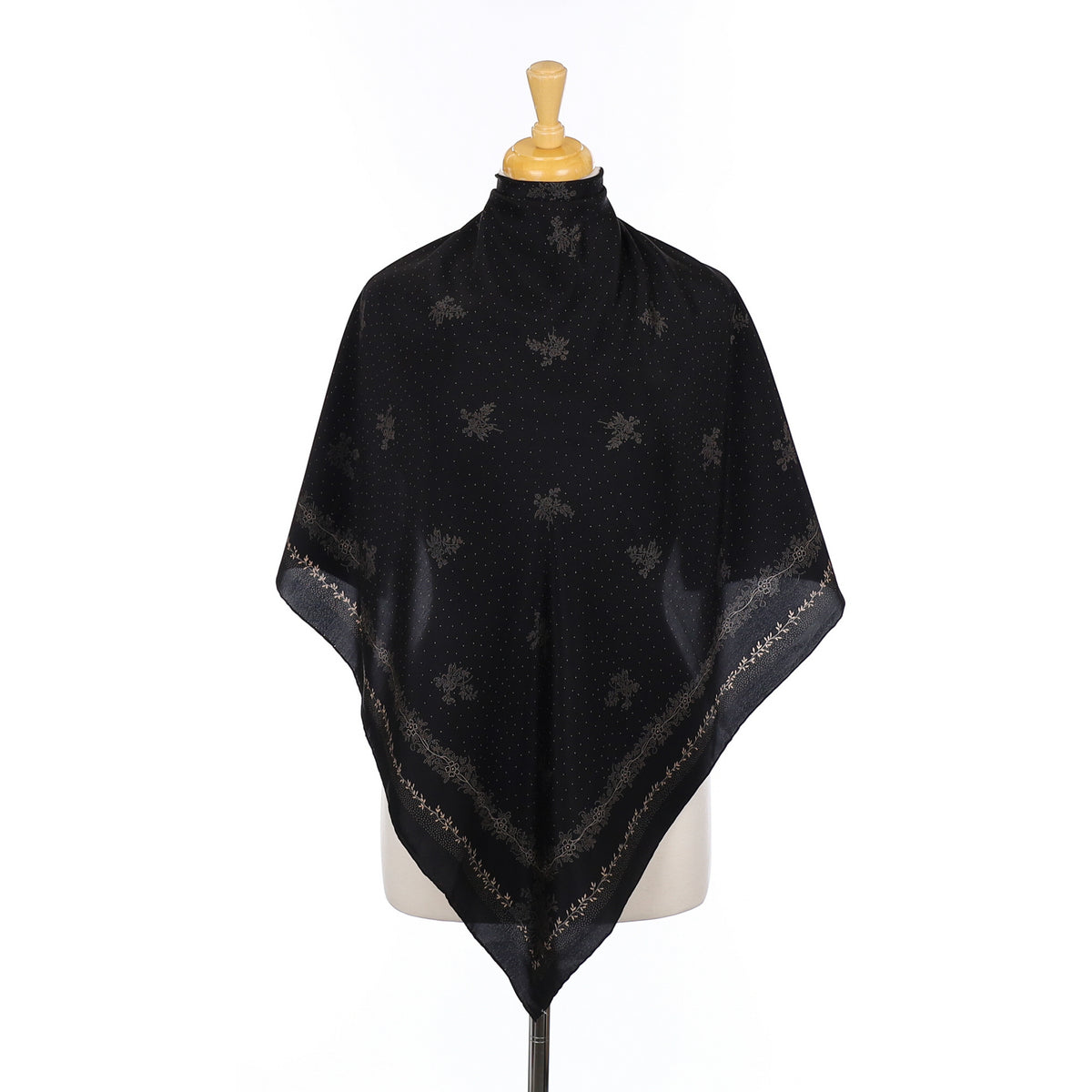 Unworn 1970’s Italian Black Ostinelli Silk Scarf