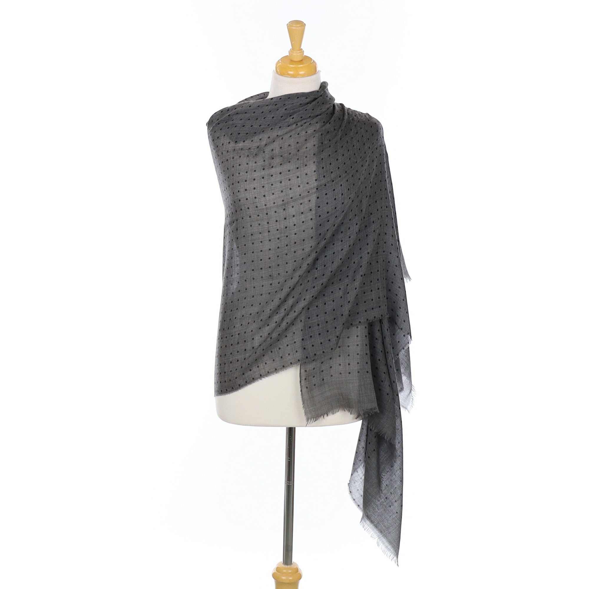 Scottish Begg & Co Grey Spotty Cashmere Stole