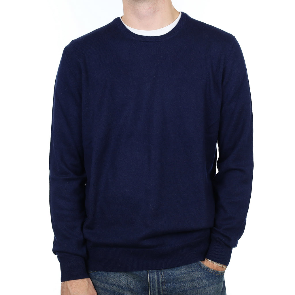 Men’s Navy Cashmere Crew Neck Jumper Large