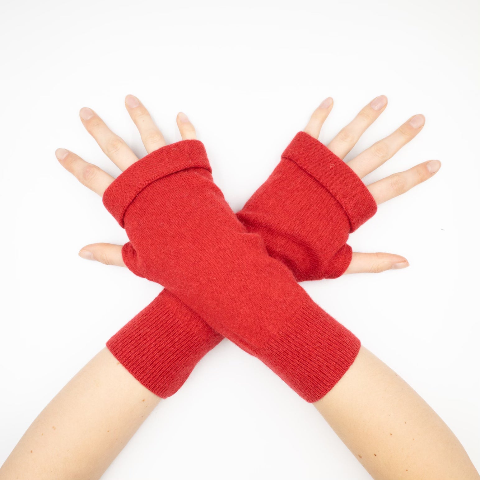 Tomato Red Fingerless Gloves