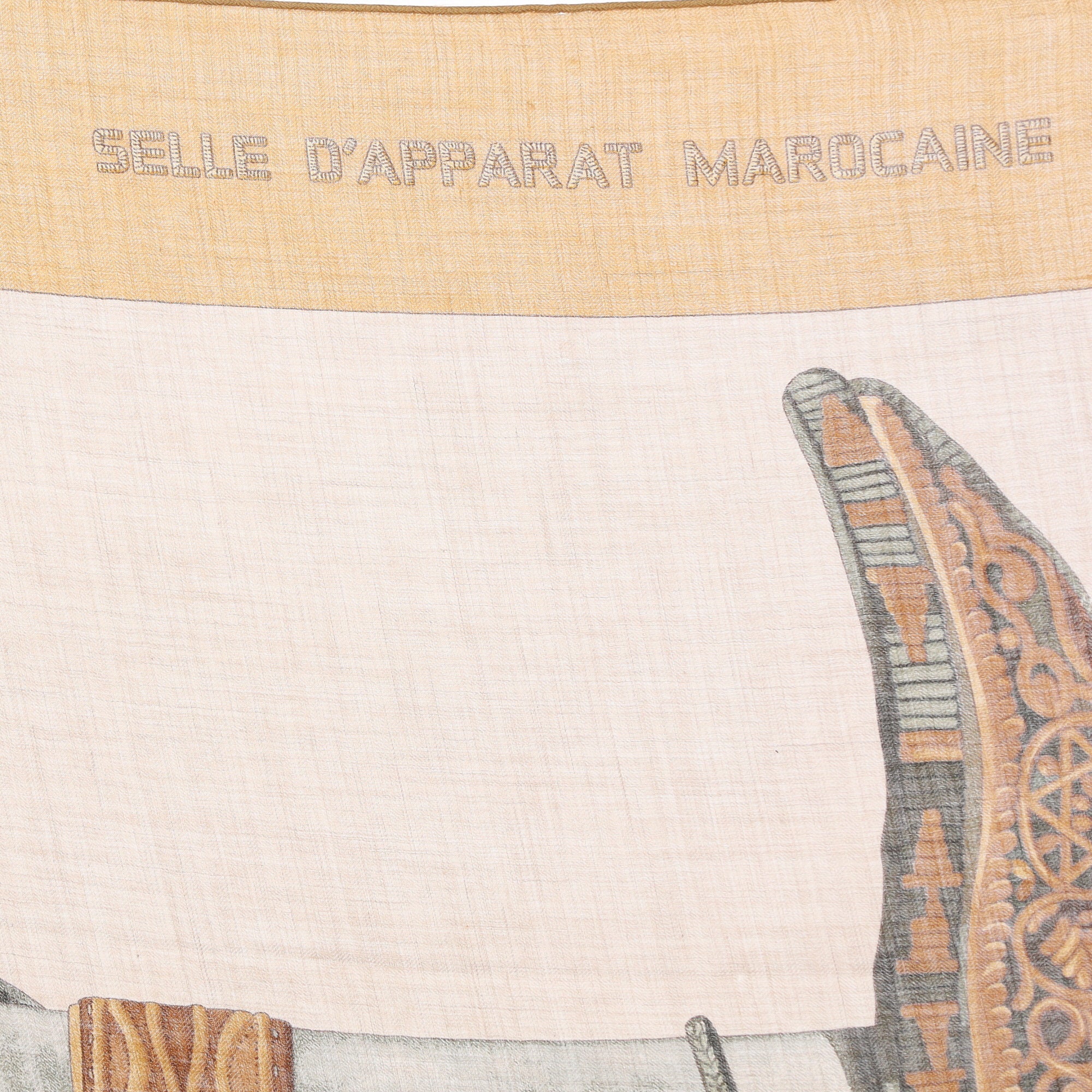 Hermès Selle D’apparat Marocaine 140 Silk & Cashmere Shawl Quite Rare