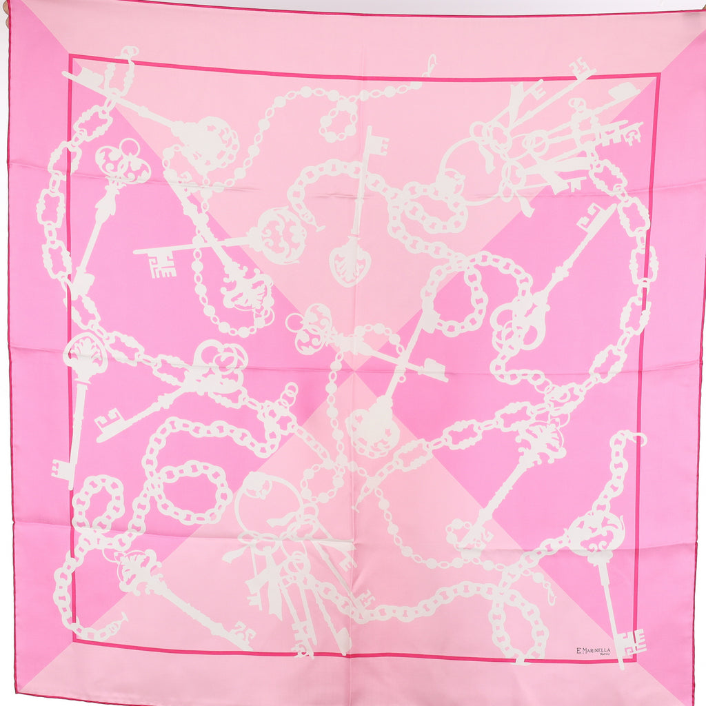 Brand New E Marinella Pink Keys Silk Scarf