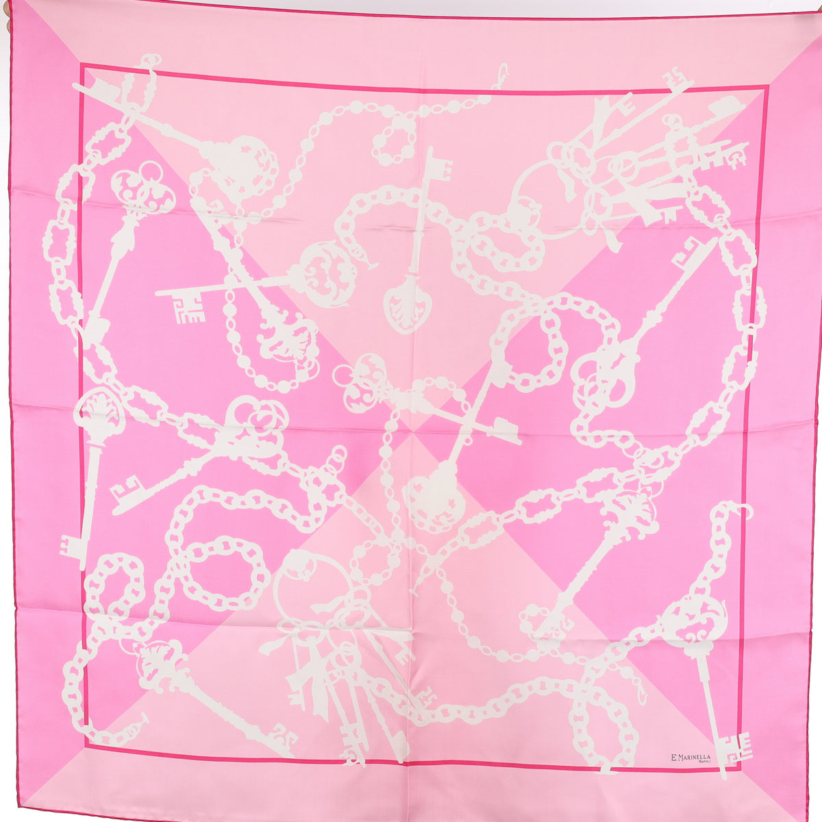 Brand New E Marinella Pink Keys Silk Scarf