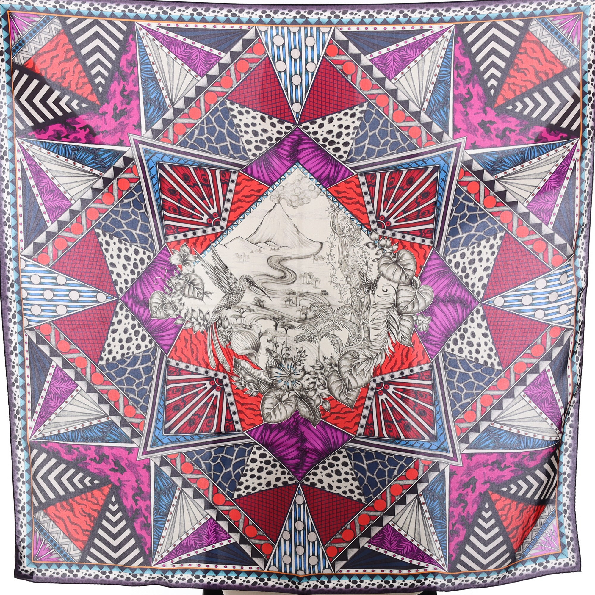 Brand New Boxed Land Rover Multicoloured Abstract Silk Scarf