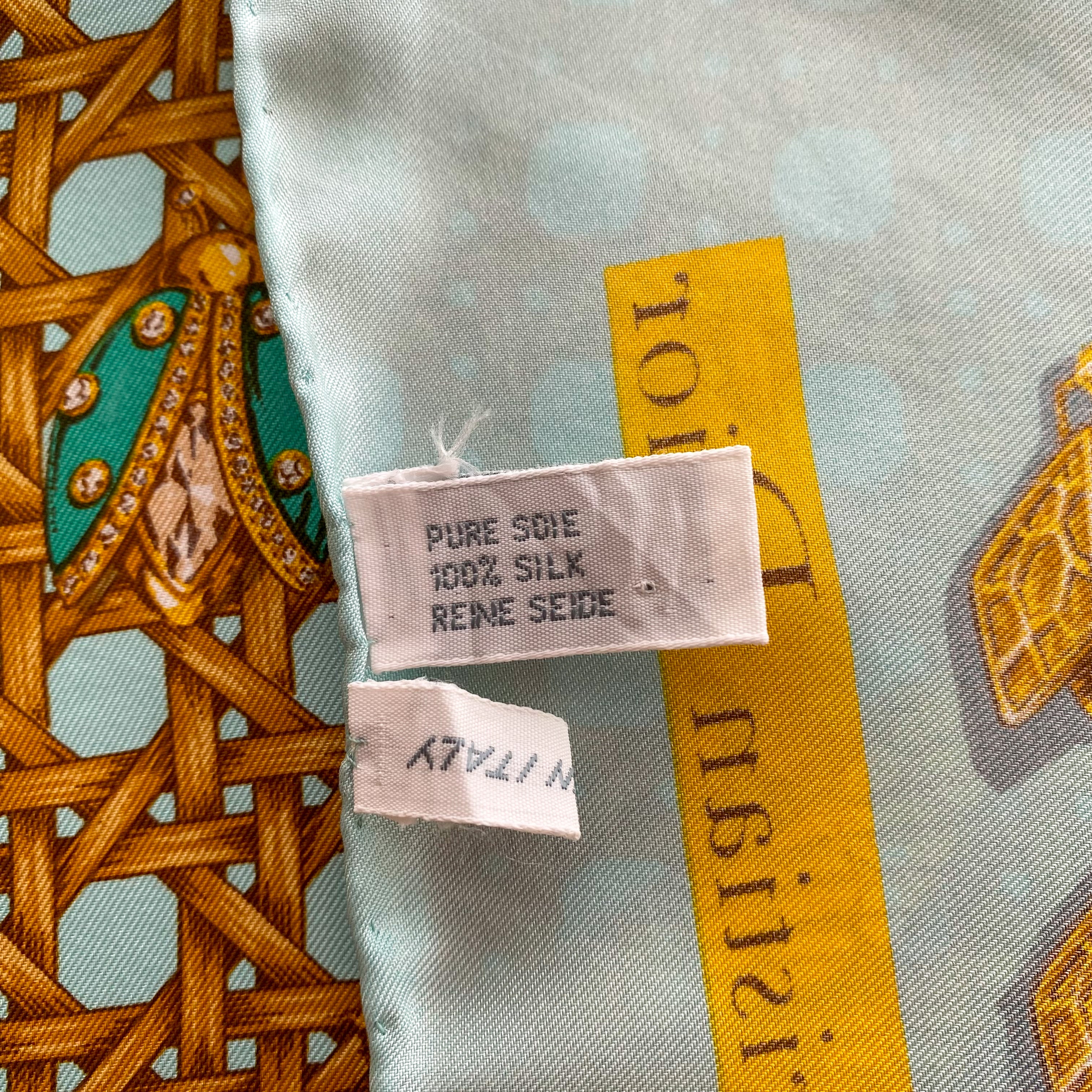 Christian Dior Aqua and Gold Vintage Silk Scarf