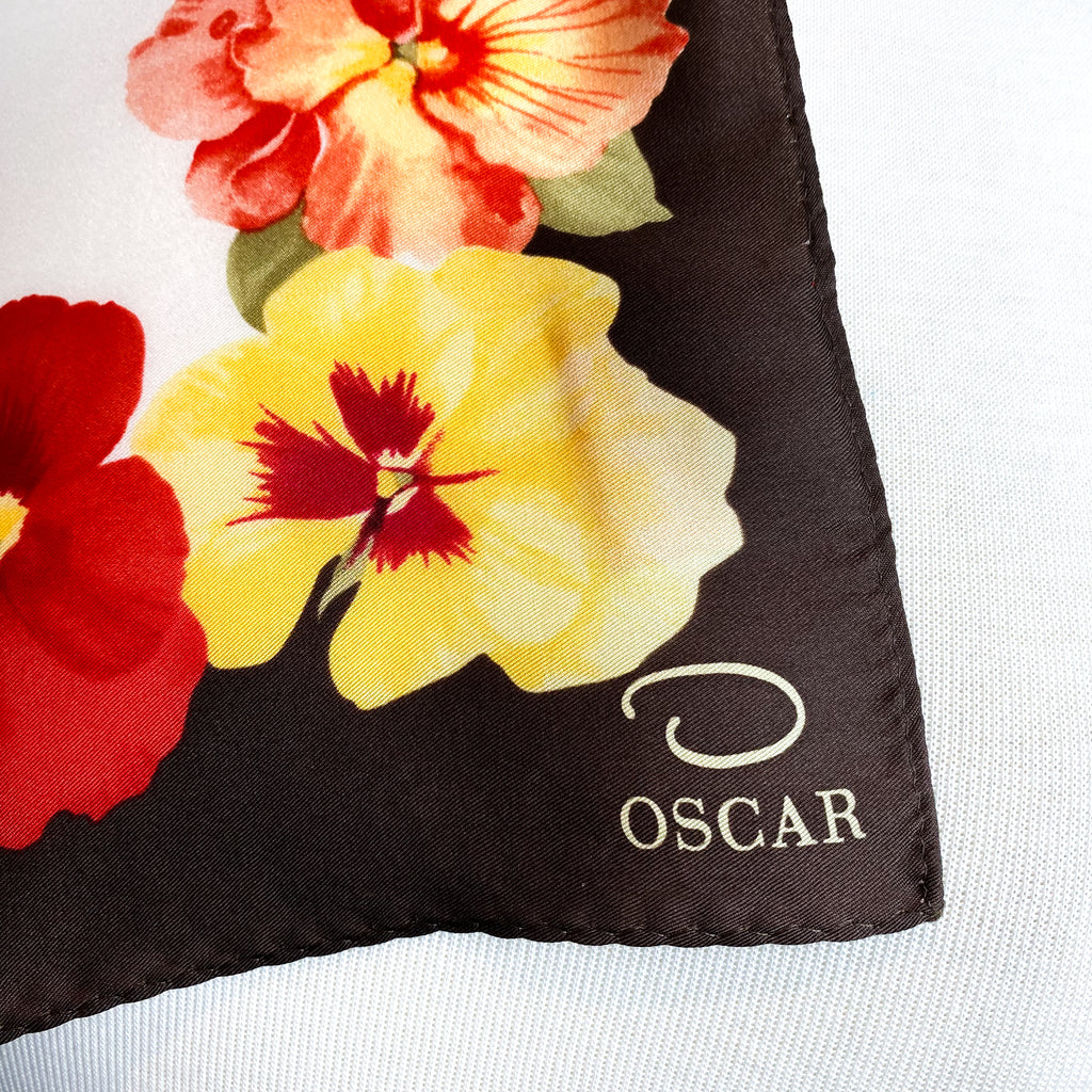 Large Oscar de la Renta Floral Silk Scarf