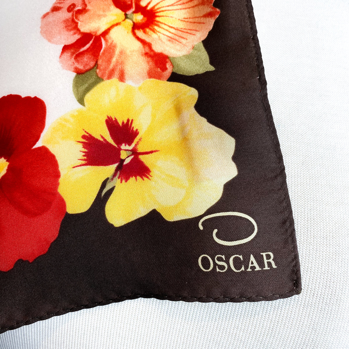 Large Oscar de la Renta Floral Silk Scarf