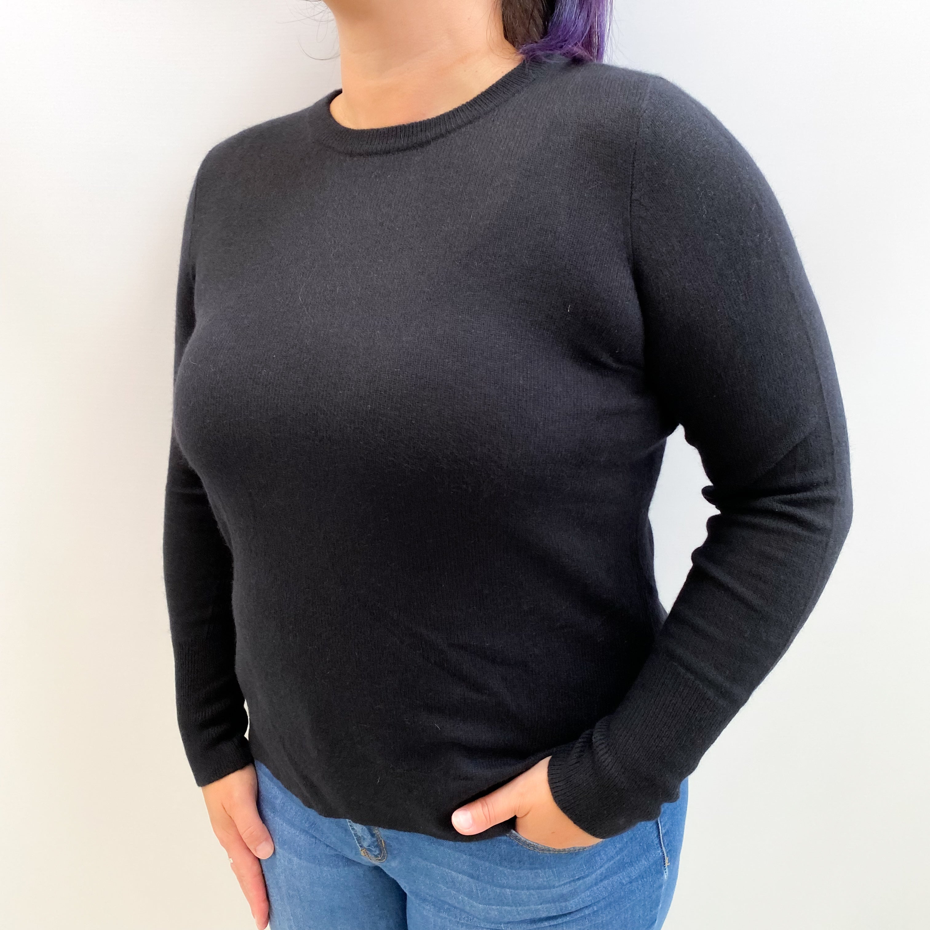 Black Cashmere Crew Neck Jumper Large