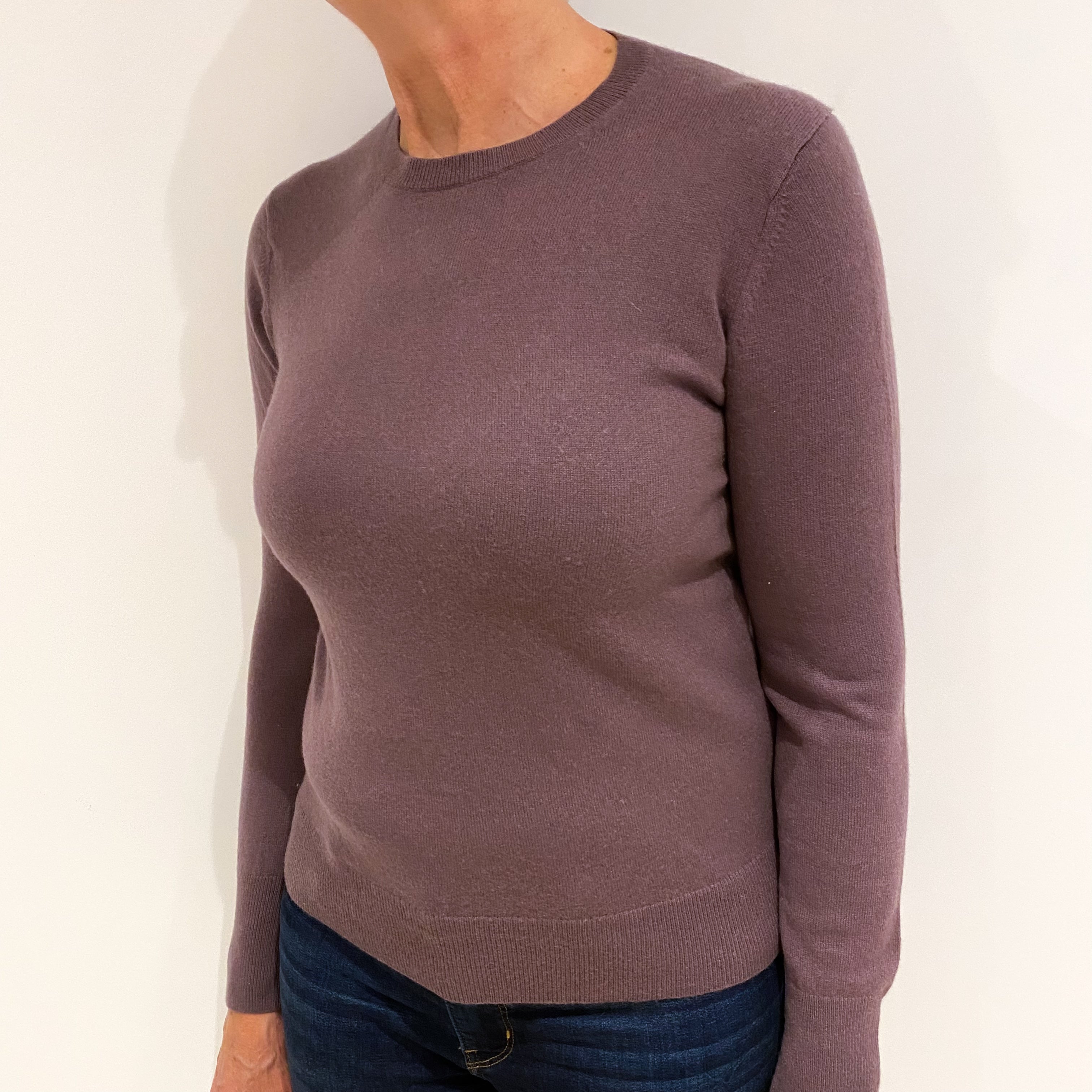 Dusky Purple Cashmere Crew Neck Jumper Medium