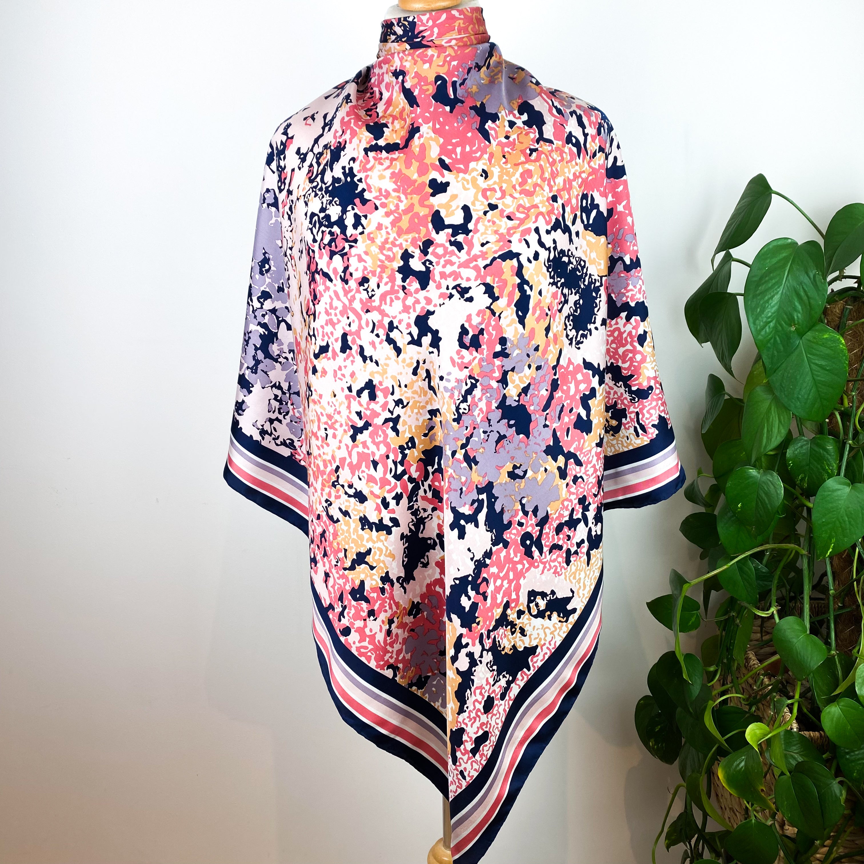 1970s Richard Allan Floral Silk Scarf