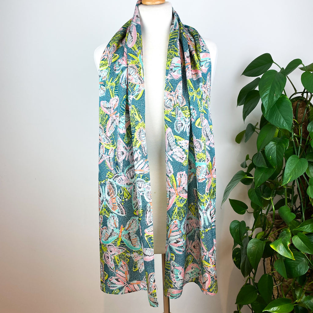 Lightweight Butterfly Design Long Silk Scarf