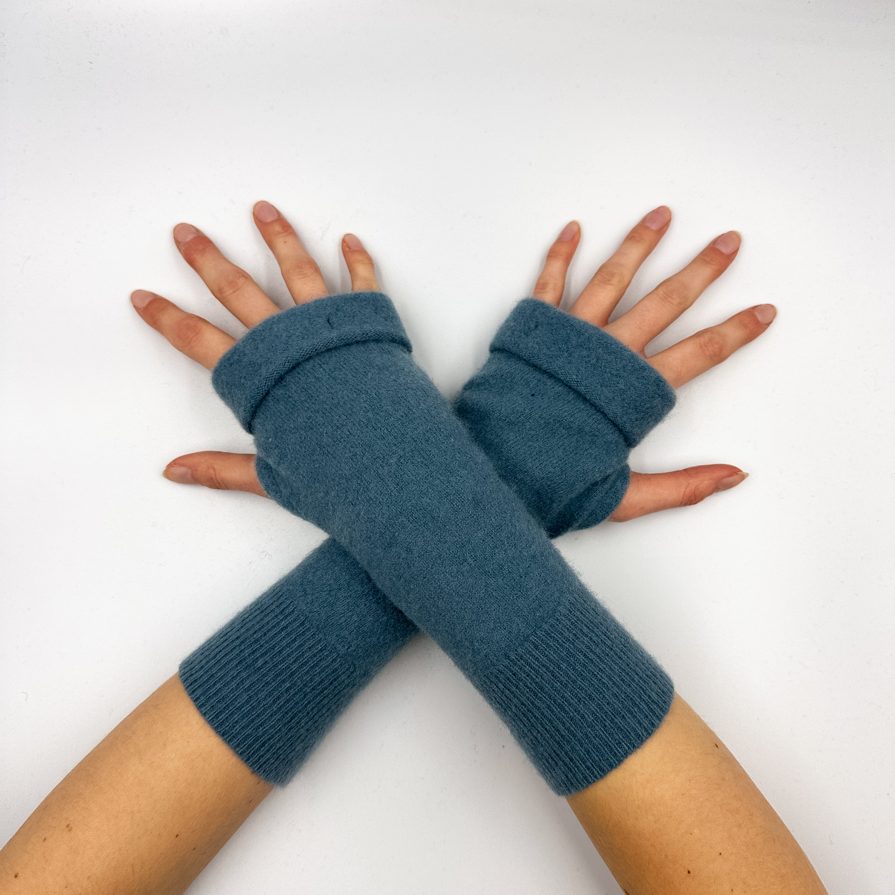 Steel Blue Fingerless Gloves