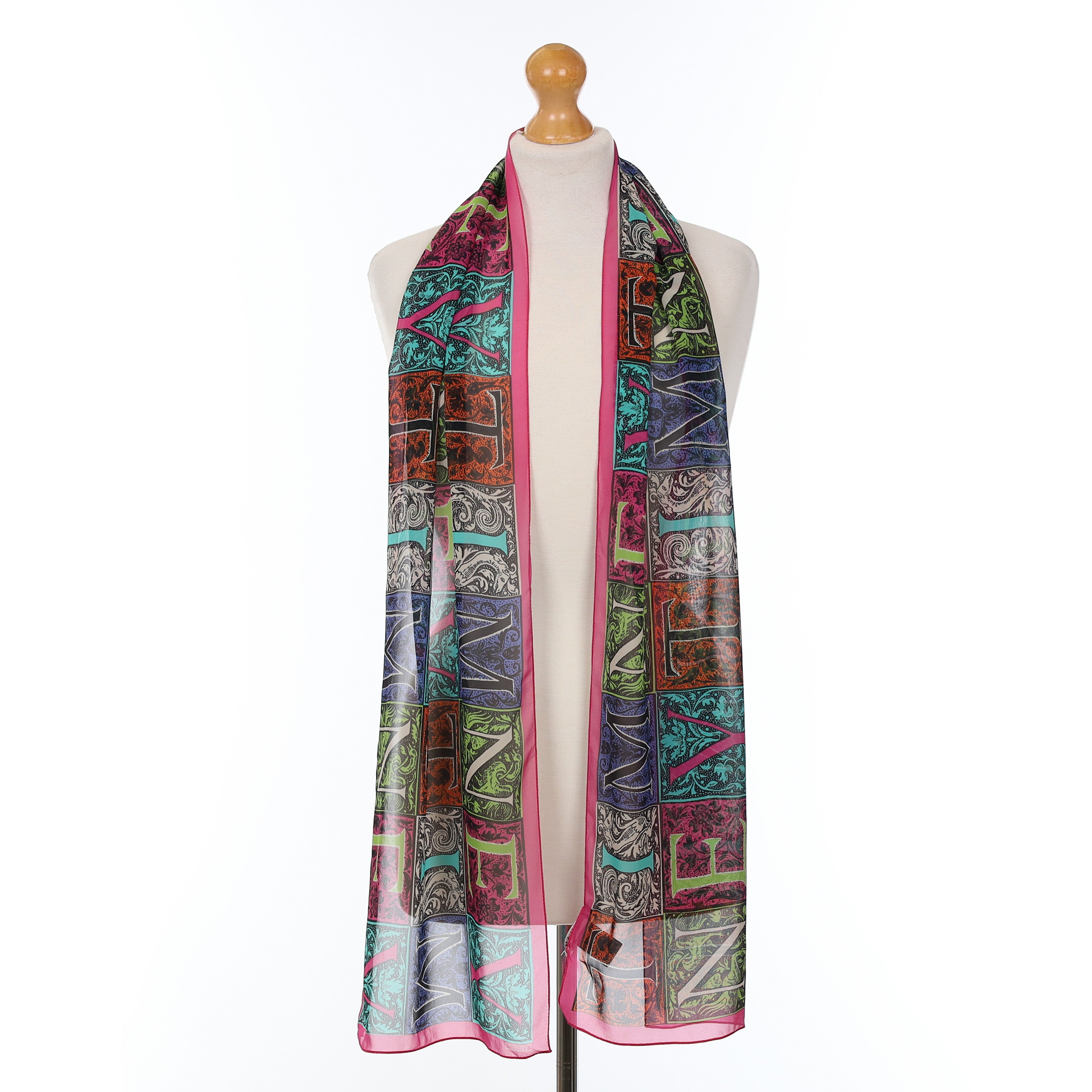 Timney Colourful Typography Silk Scarf