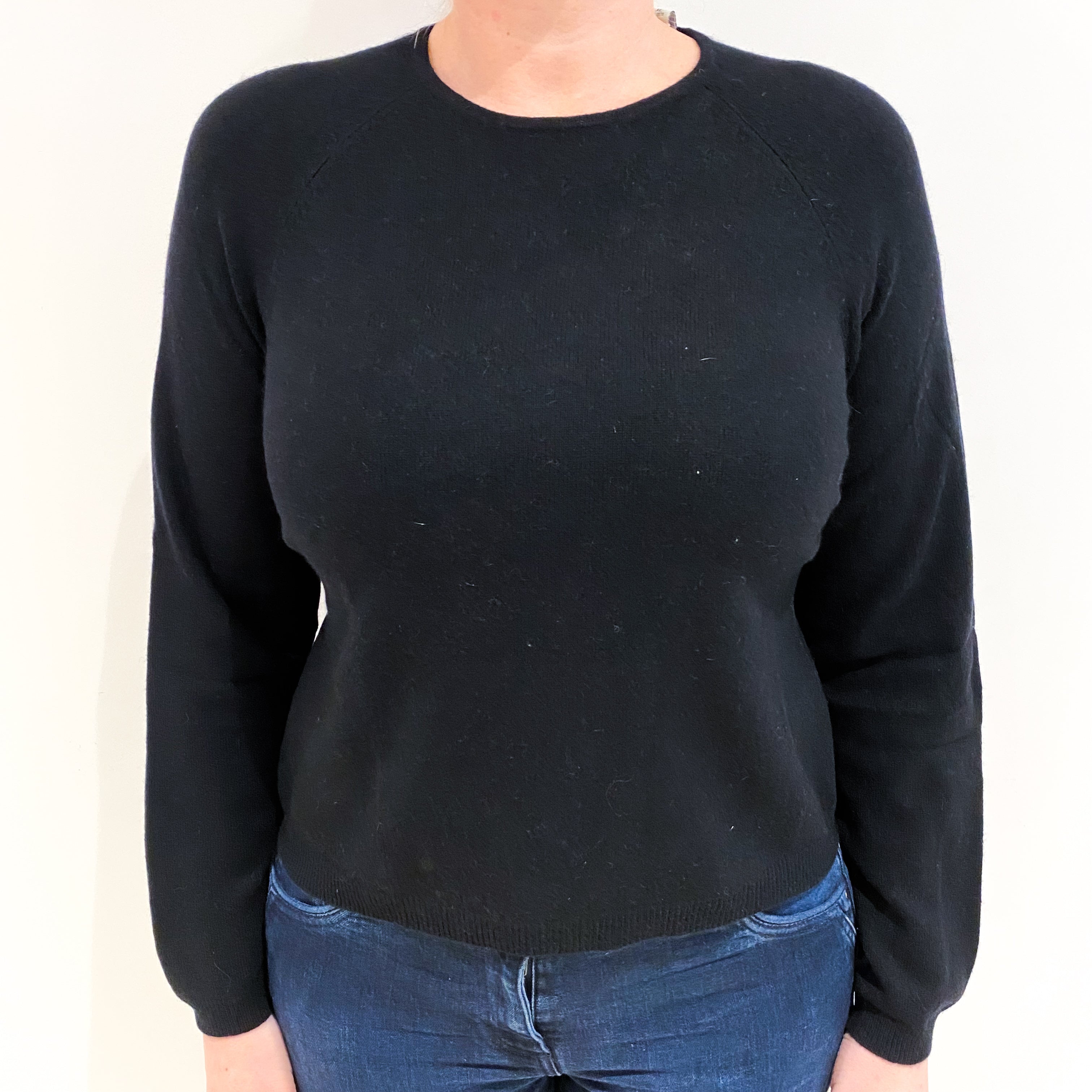 Black Cashmere Crew Neck Jumper Large.