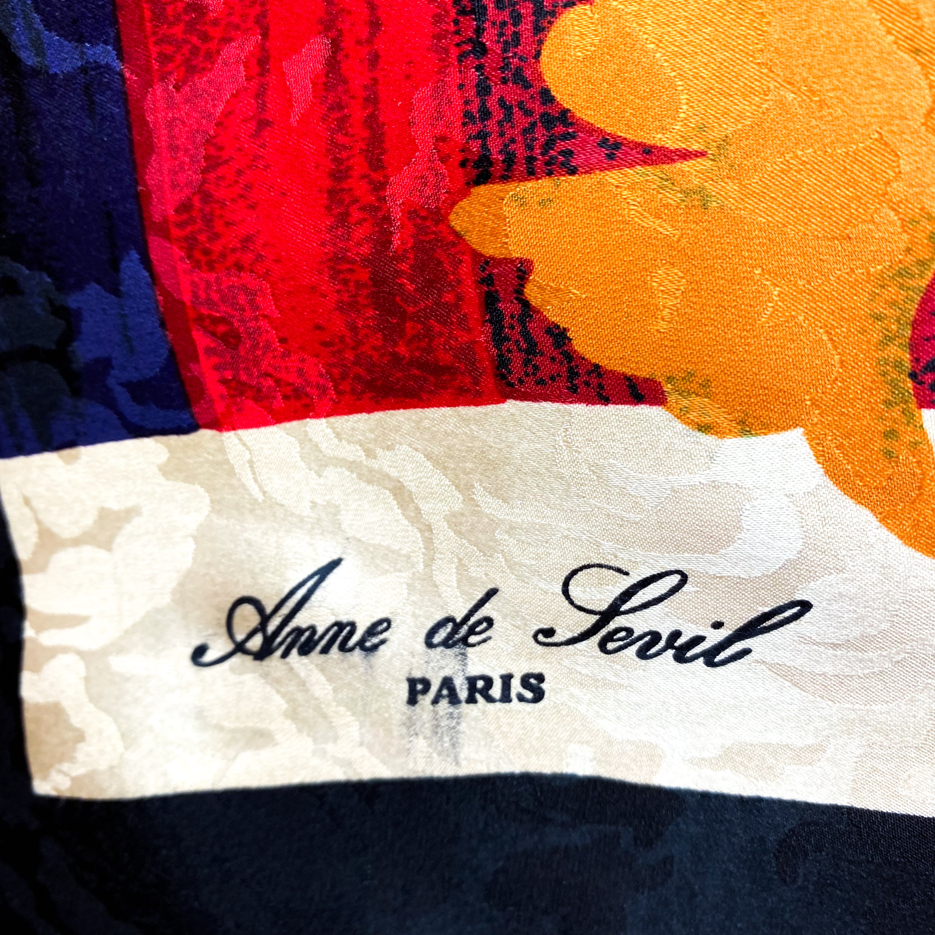 Anne De Sevil Abstract Vintage Silk Scarf