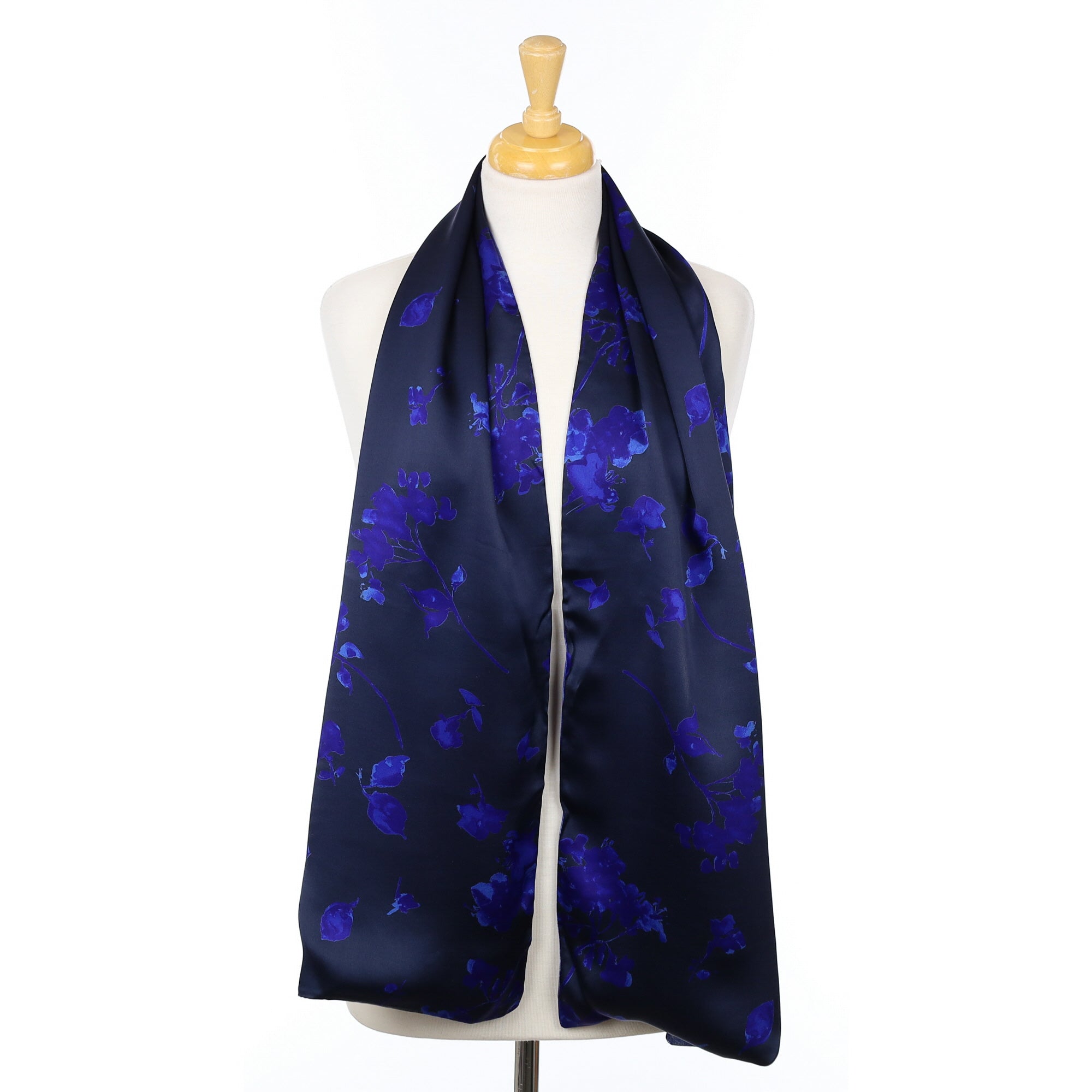 Brand New Cornelia James Indigo Patterned Silk Scarf