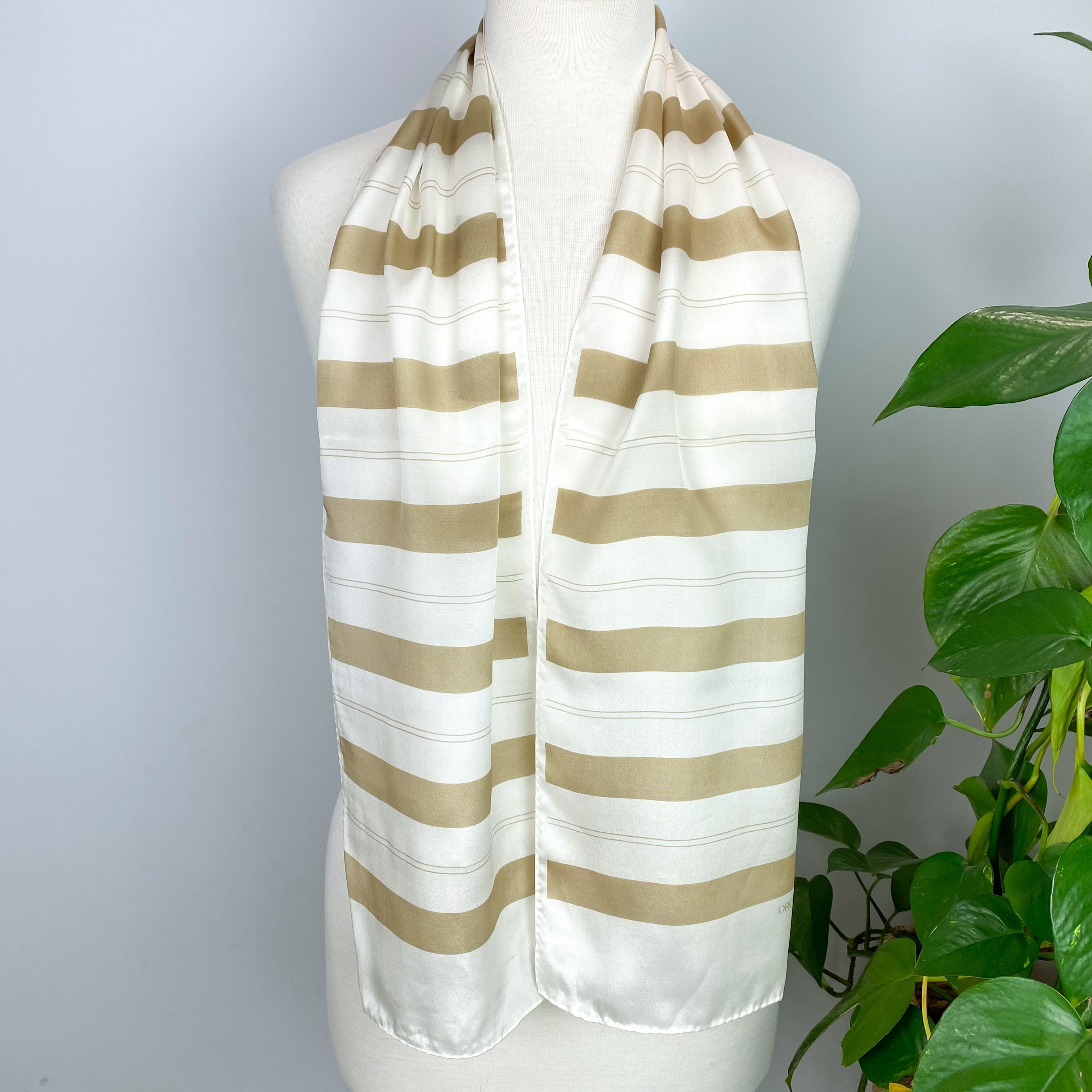 Brand New Oroton Striped Long Silk Scarf