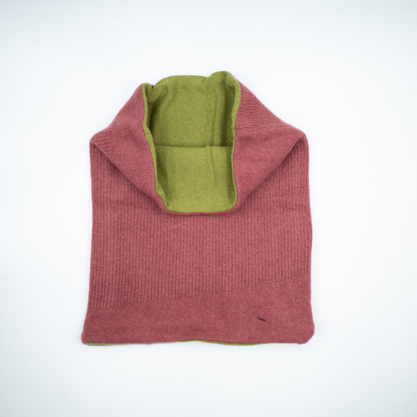 Terracotta Red and Moss Green Luxury Double Layered Snood