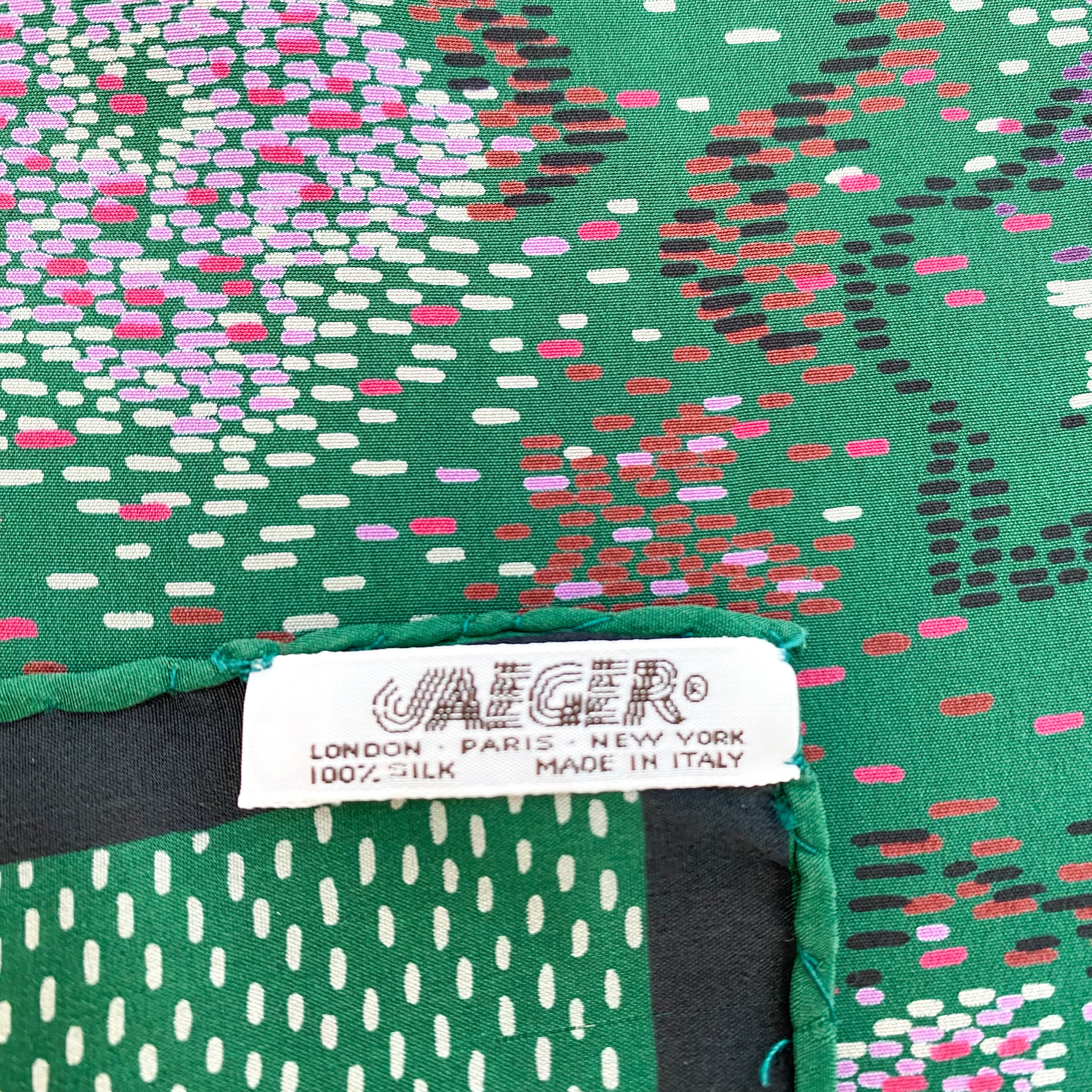 Vintage Green Jaeger Silk Scarf