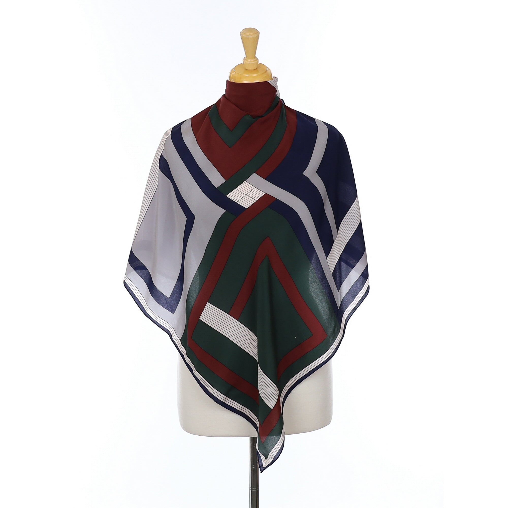 Loredano Striped Block Design Vintage Silk Scarf
