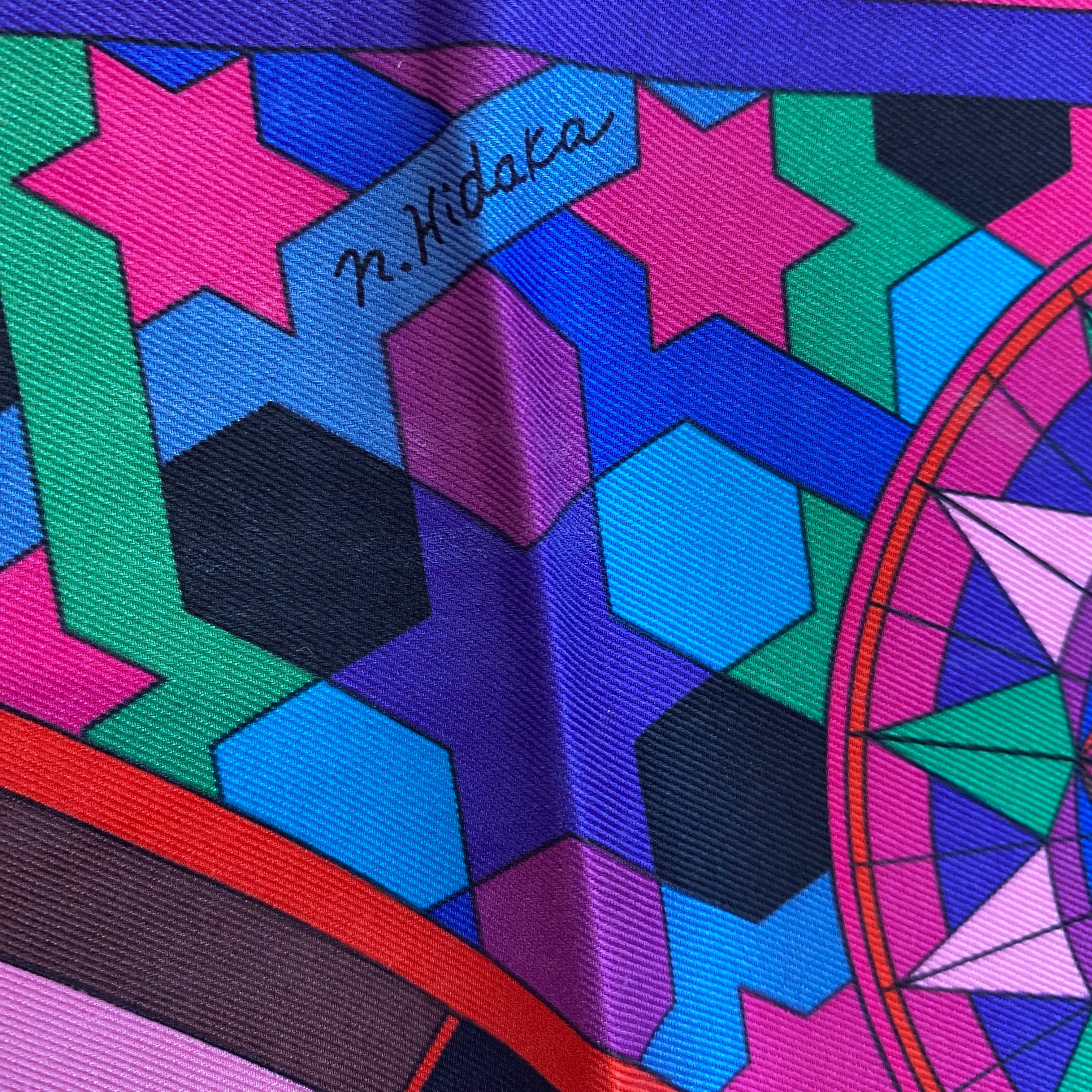 Hermès Rose de Compas Silk Scarf