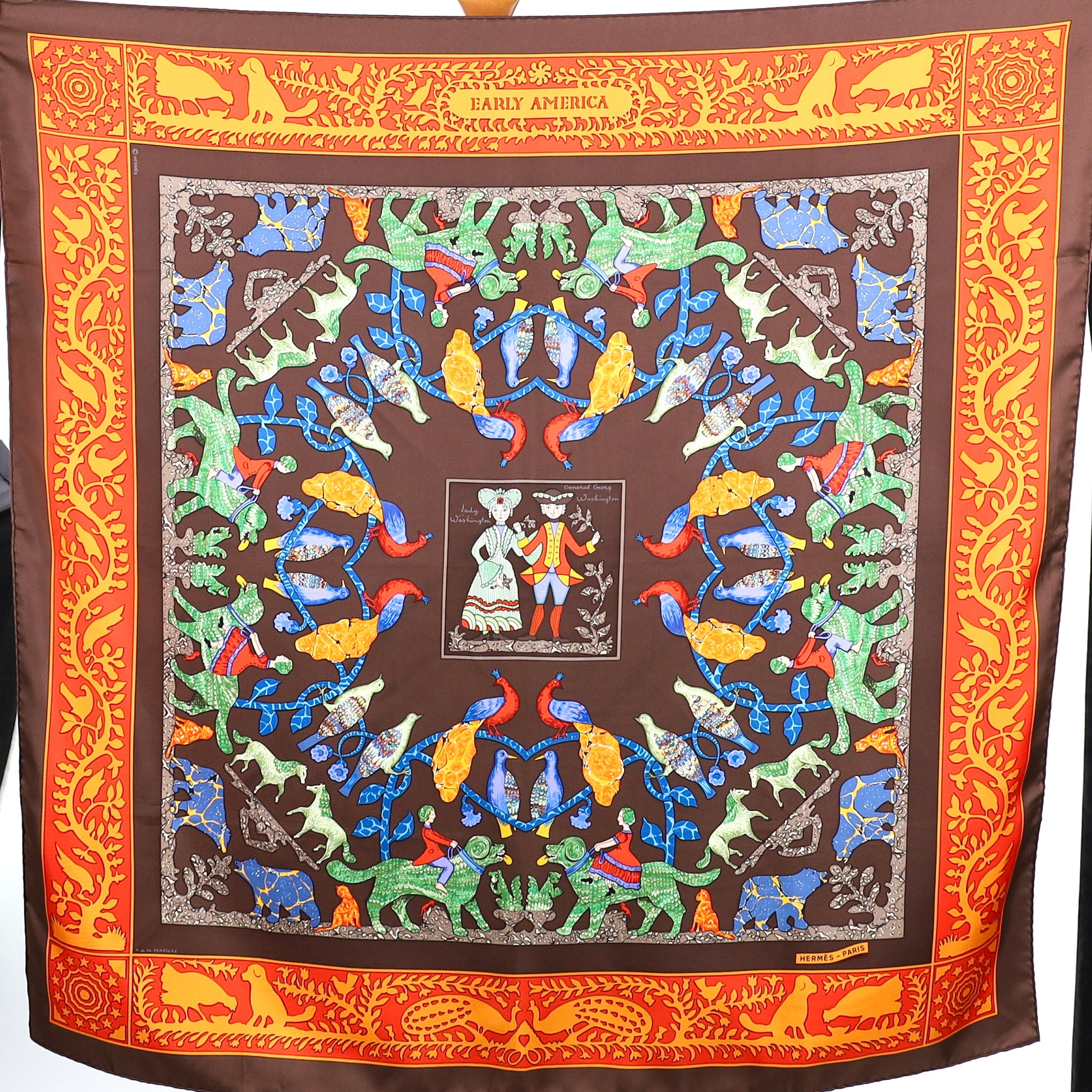 Pristine Hermès Early America II Silk Scarf Quite Rare