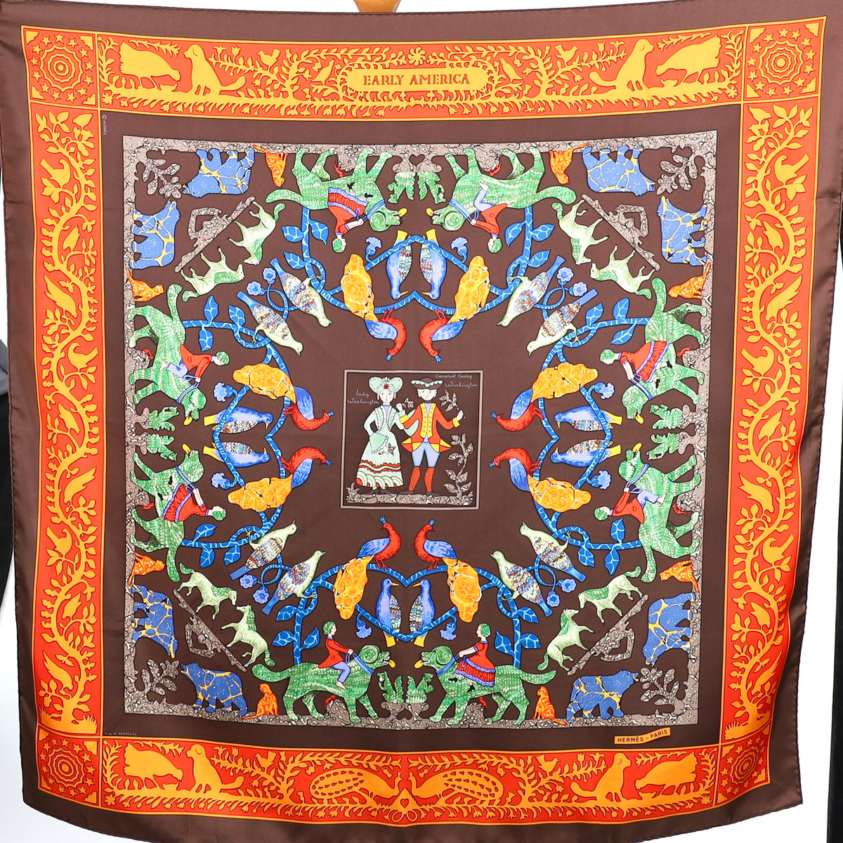 Pristine Hermès Early America II Silk Scarf Quite Rare