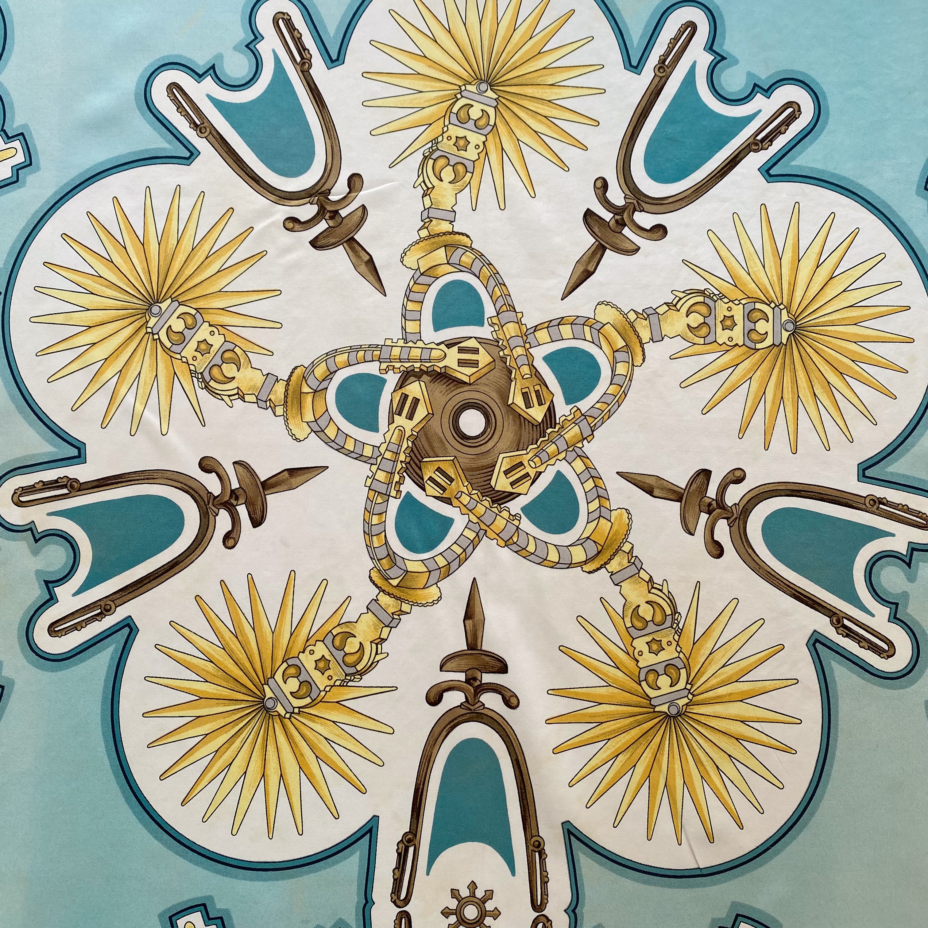 Hermès Les Eperons Vintage Silk Scarf