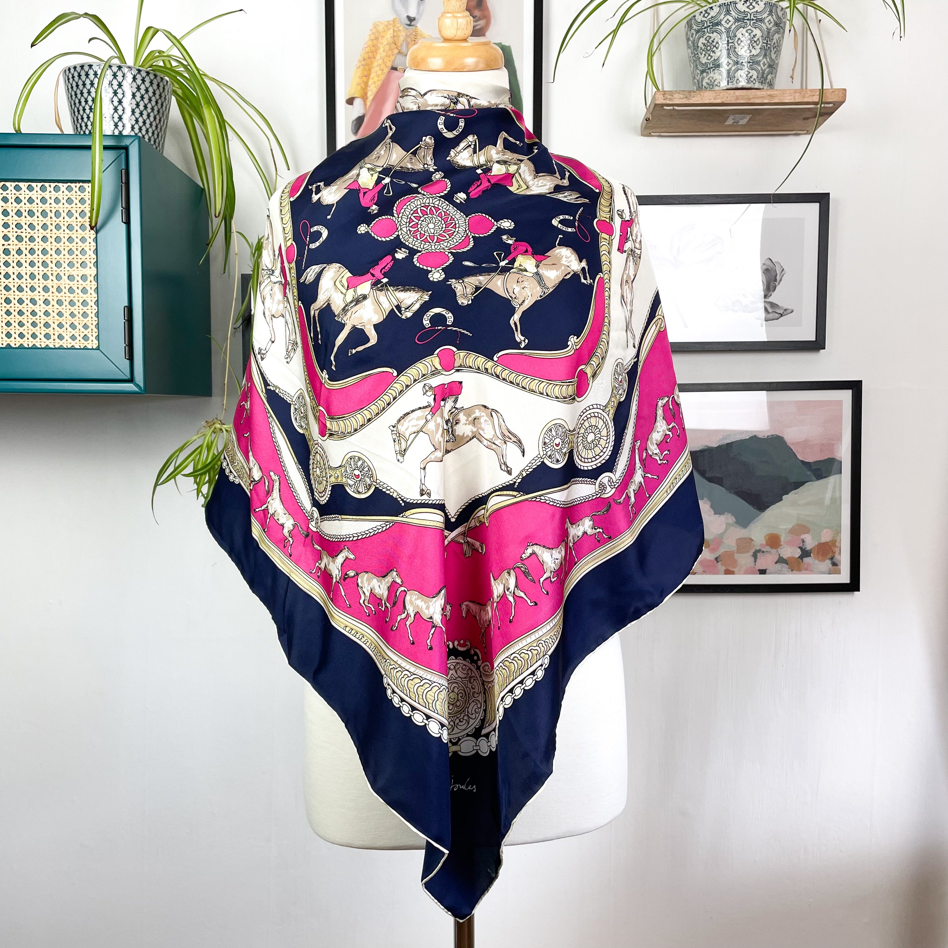 Large Joules Equestrian Silk Scarf