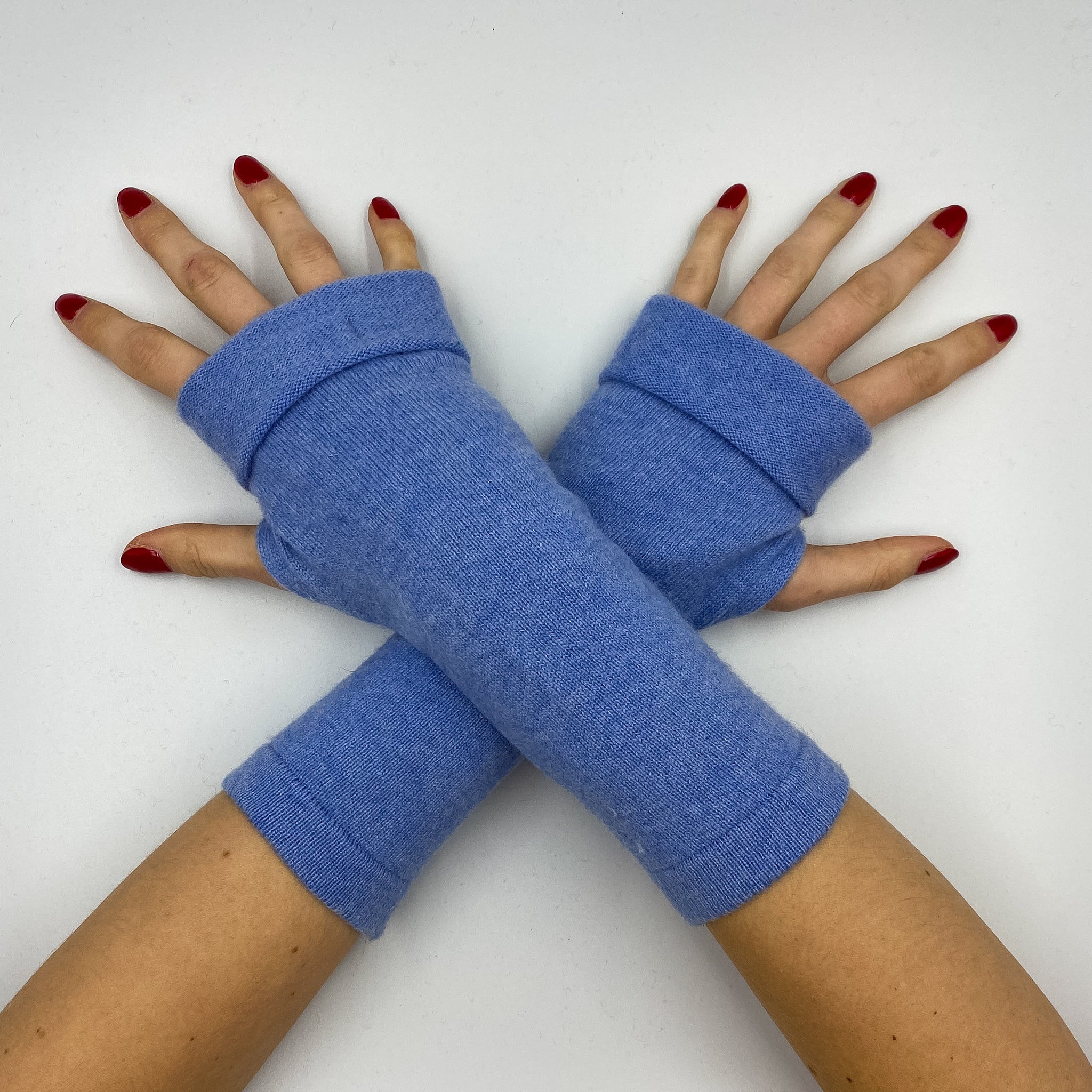 Bright Sky Blue Fingerless Gloves