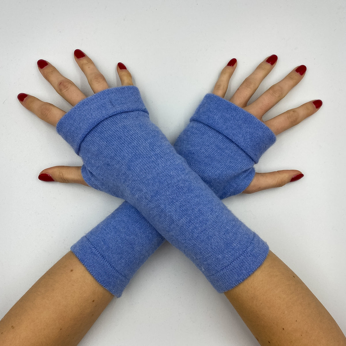 Bright Sky Blue Fingerless Gloves