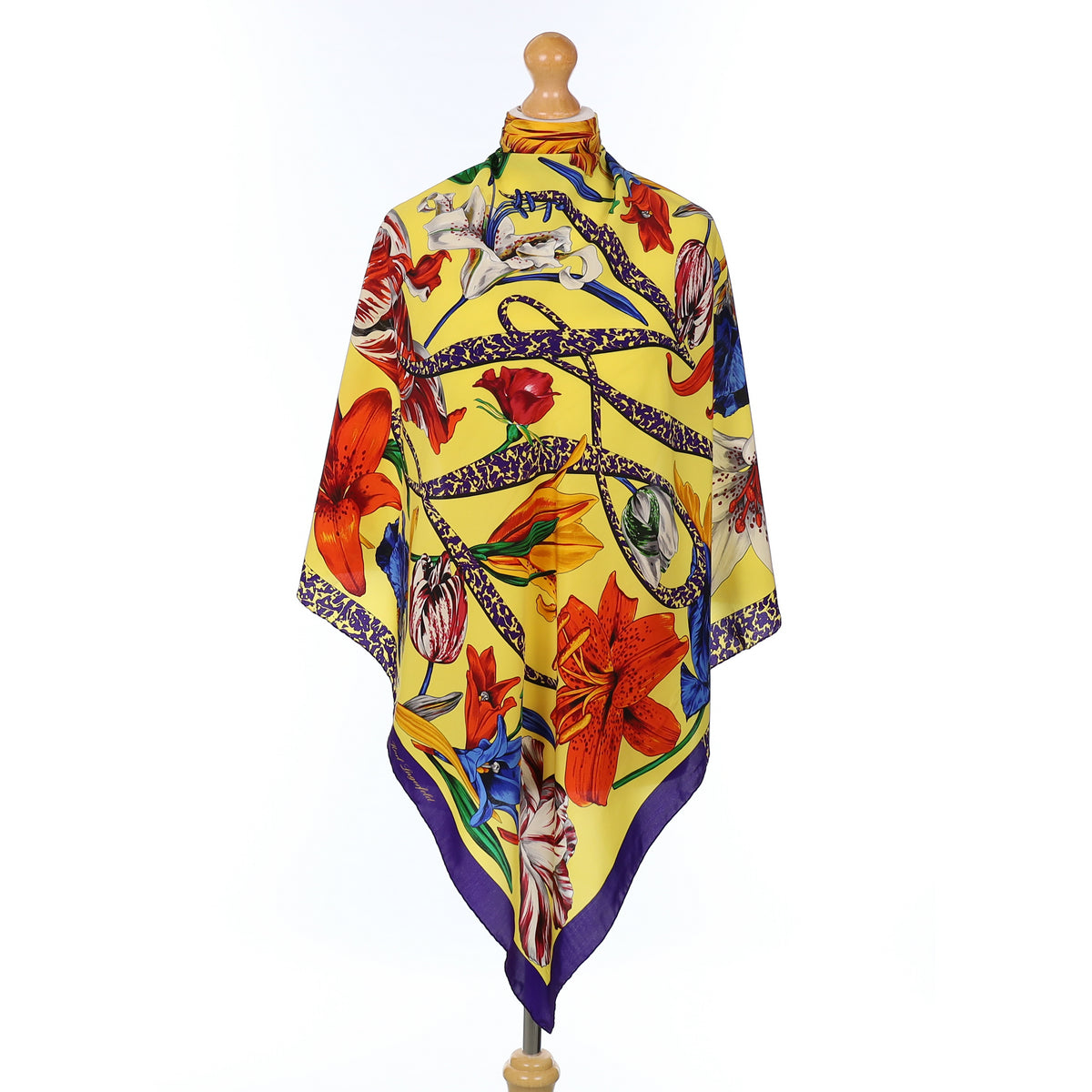 Karl Lagerfeld Yellow Floral Silk Scarf