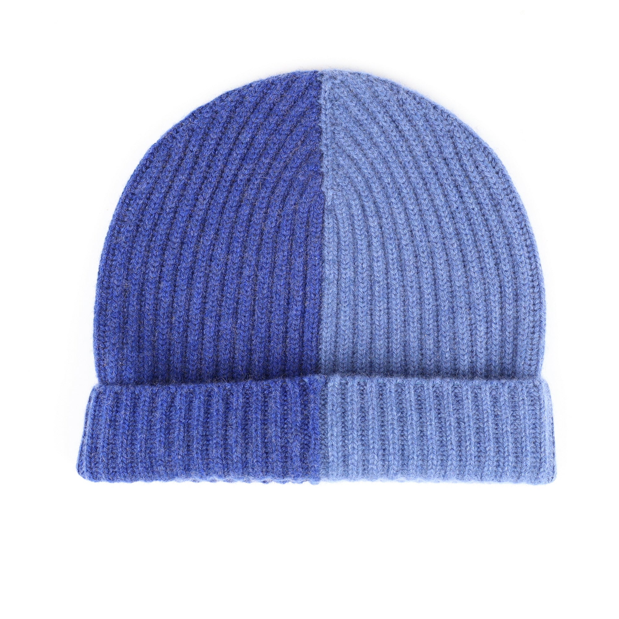 Scottish Two Tone Blue Luxury Chunky Cashmere Beanie Hat