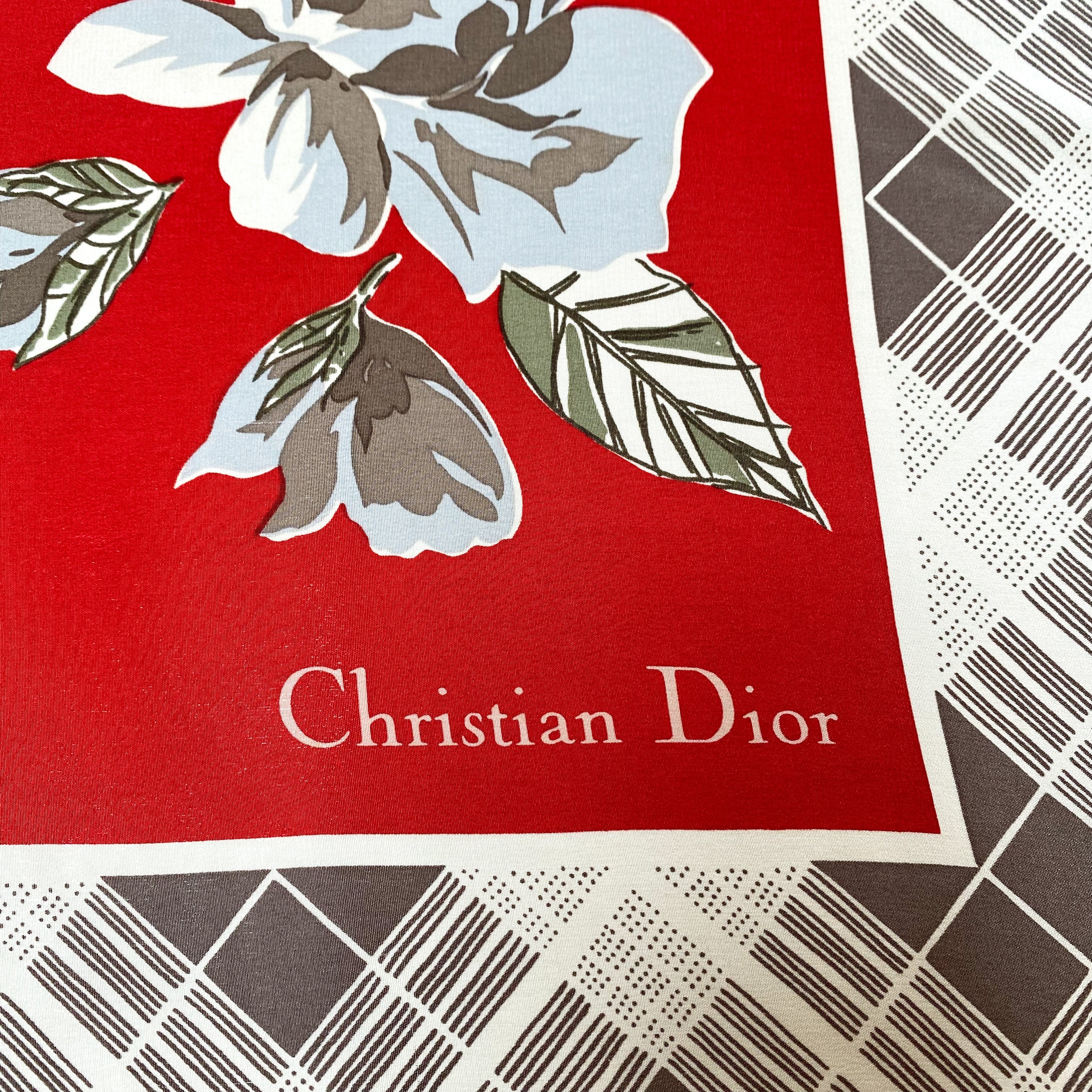 1980s Christian Dior Designer Silk Scarf