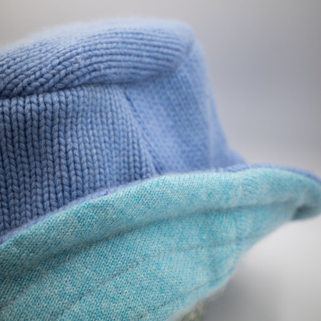 Sky Blue Reversible Cashmere Bucket Hat Medium
