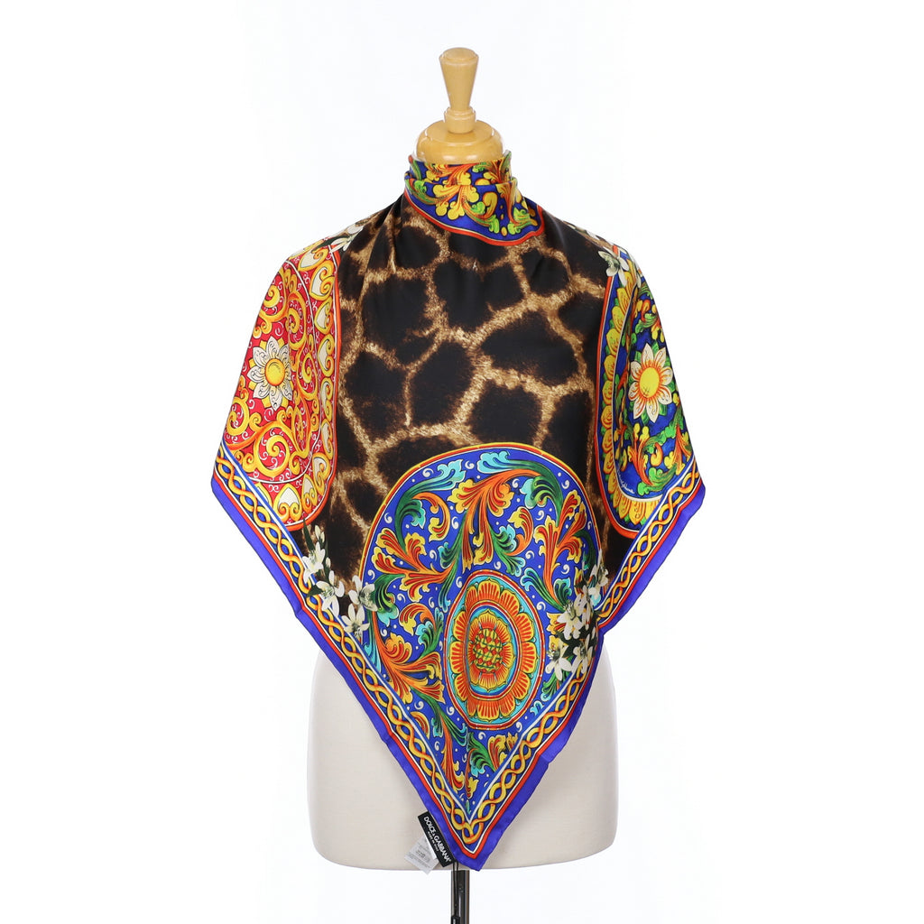 Brand New Dolce & Gabbana Silk Abstract Silk Scarf