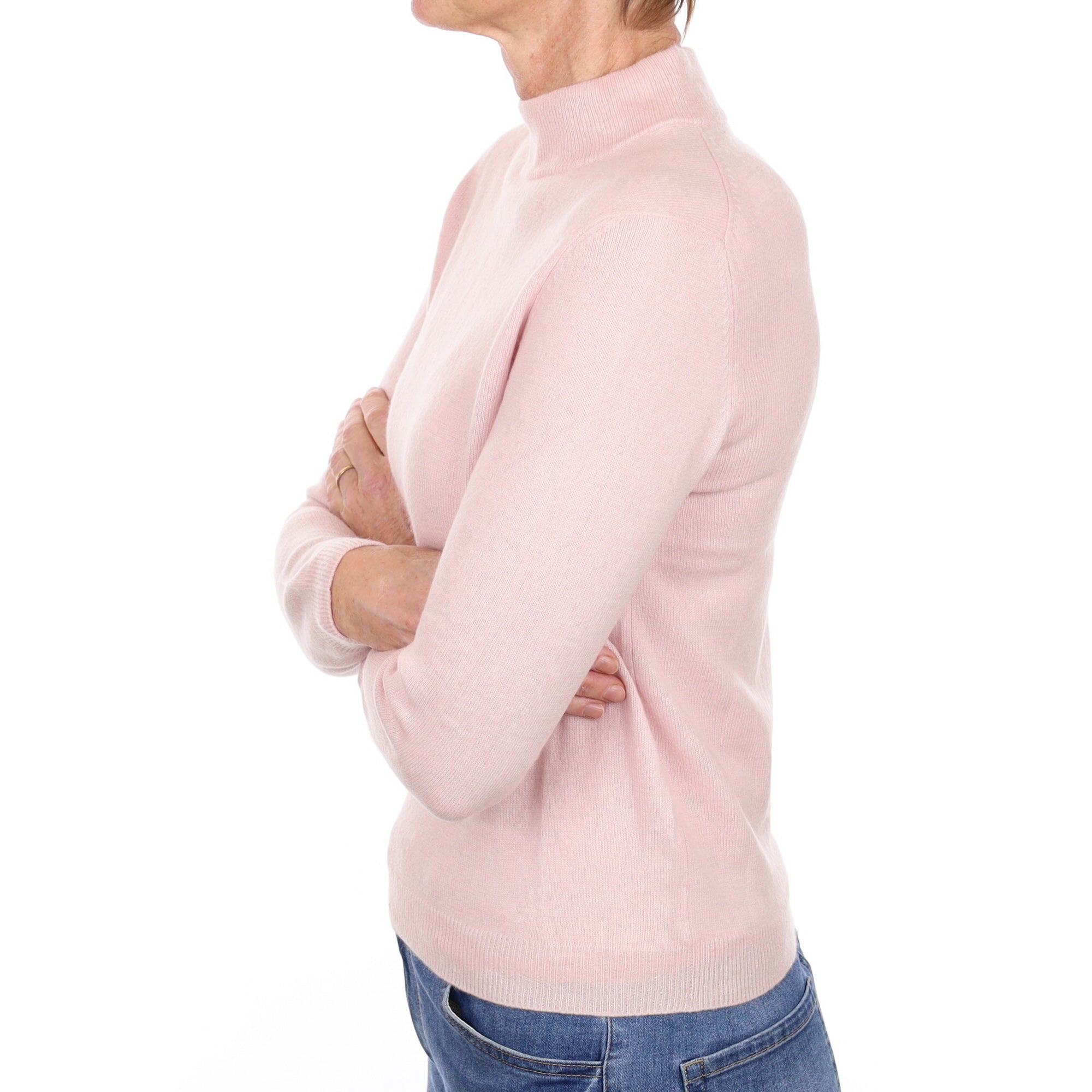 Ice Pink Cashmere Turtle Neck Jumper Small