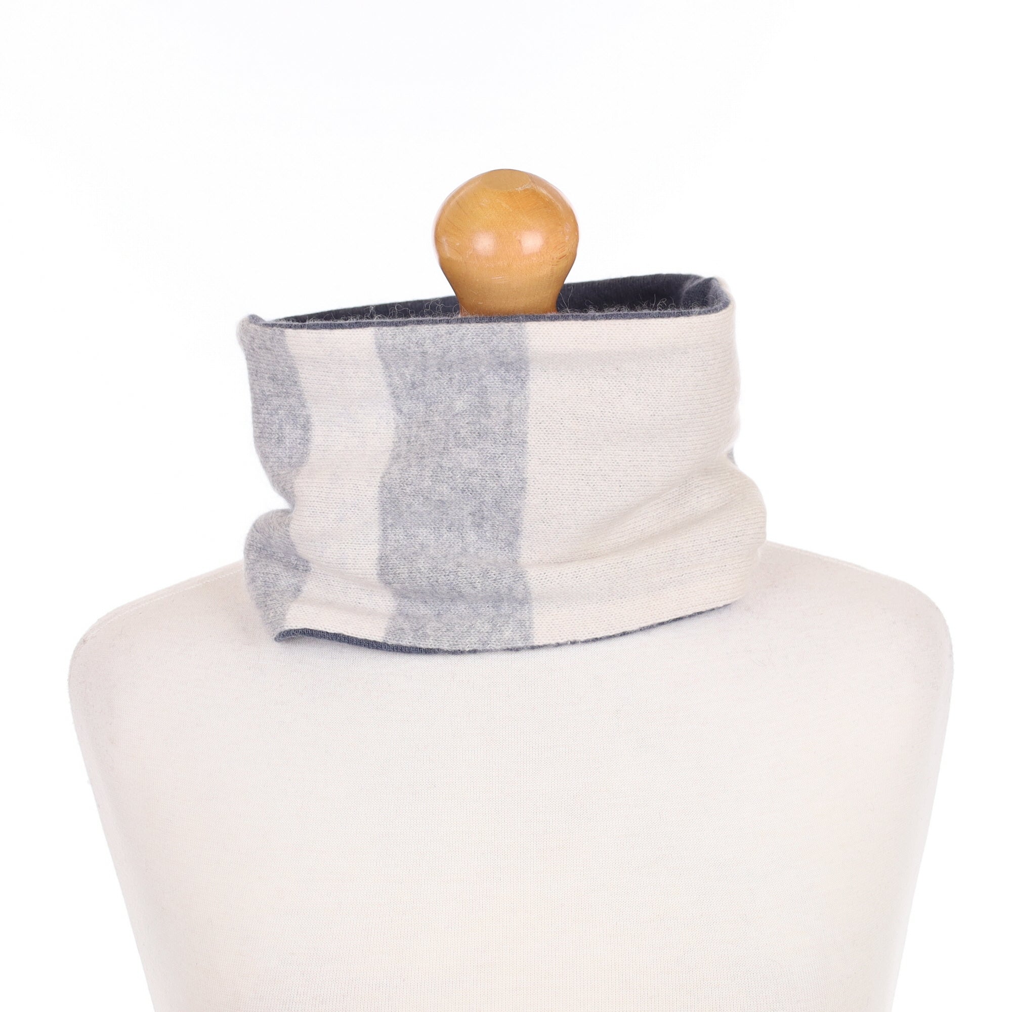 Grey Stripe and Stone Blue Neck Warmer