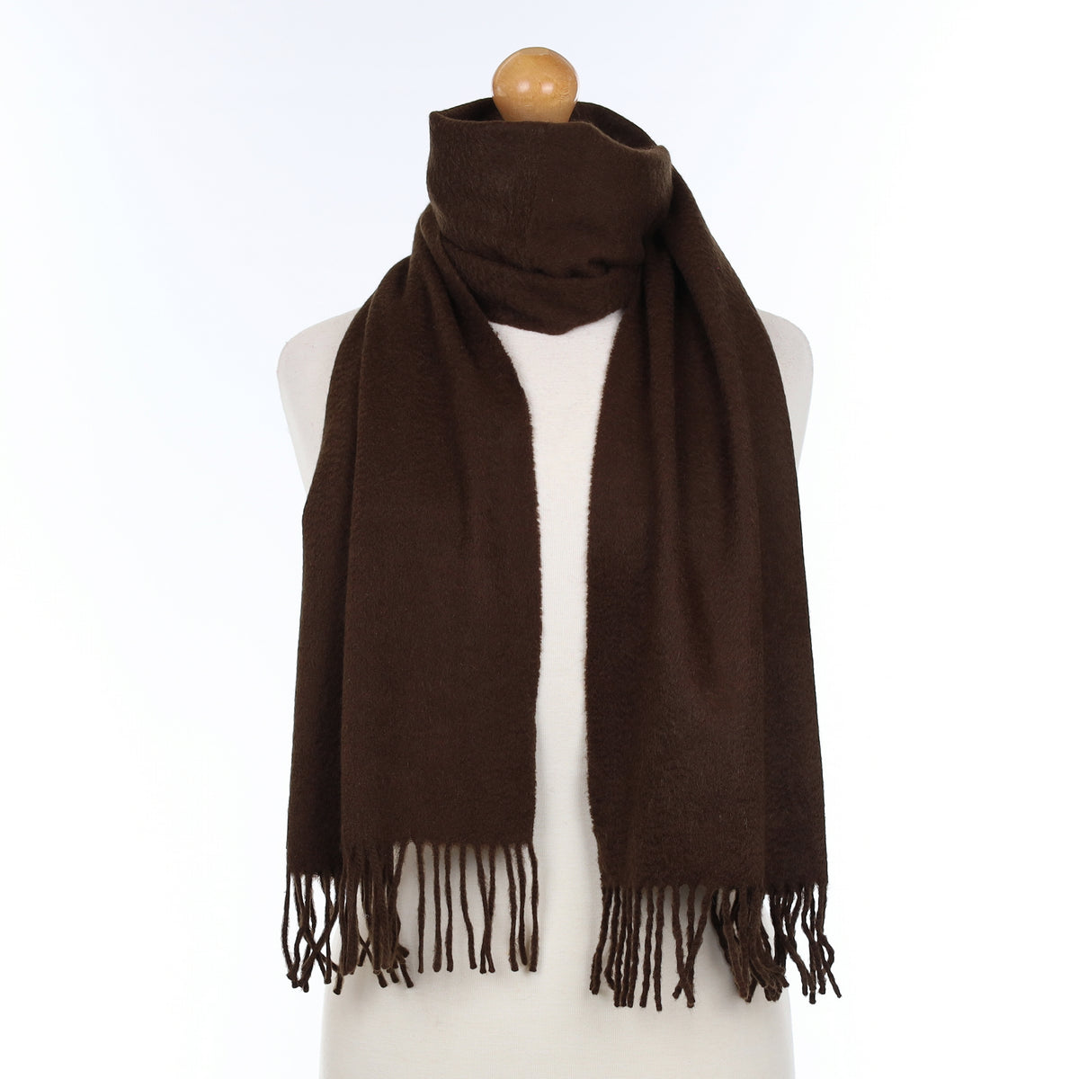 Dark Chocolate Brown Cashmere Woven Scarf