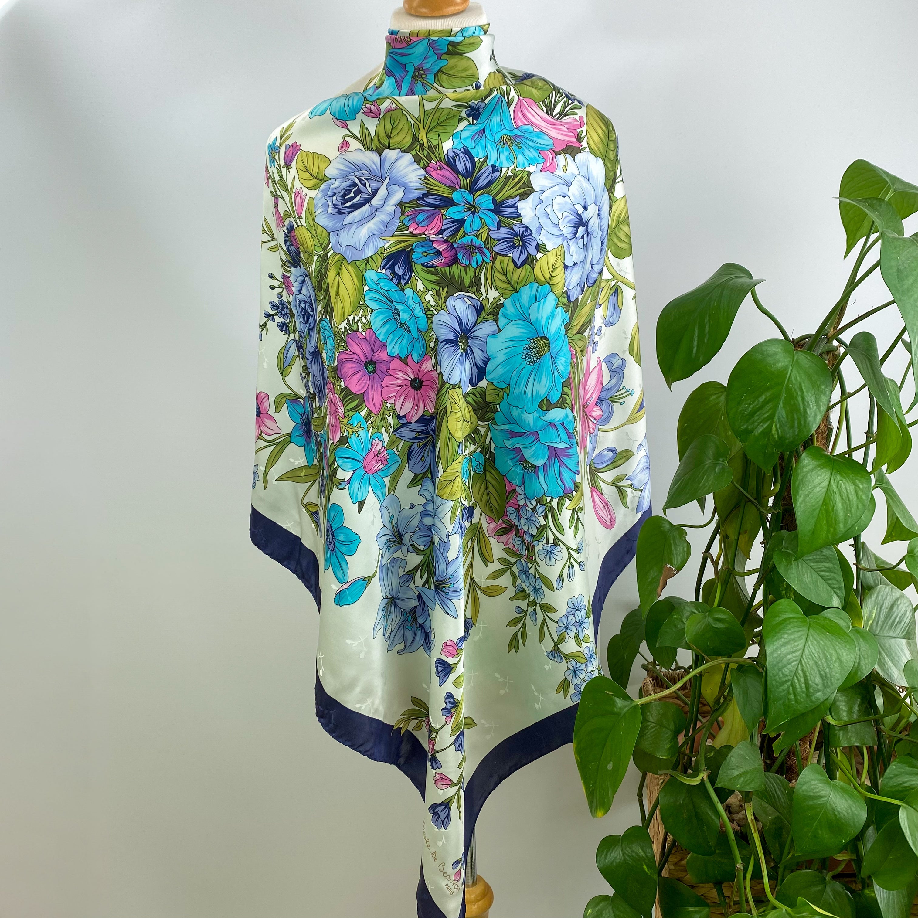 Floral French Vintage Silk Scarf