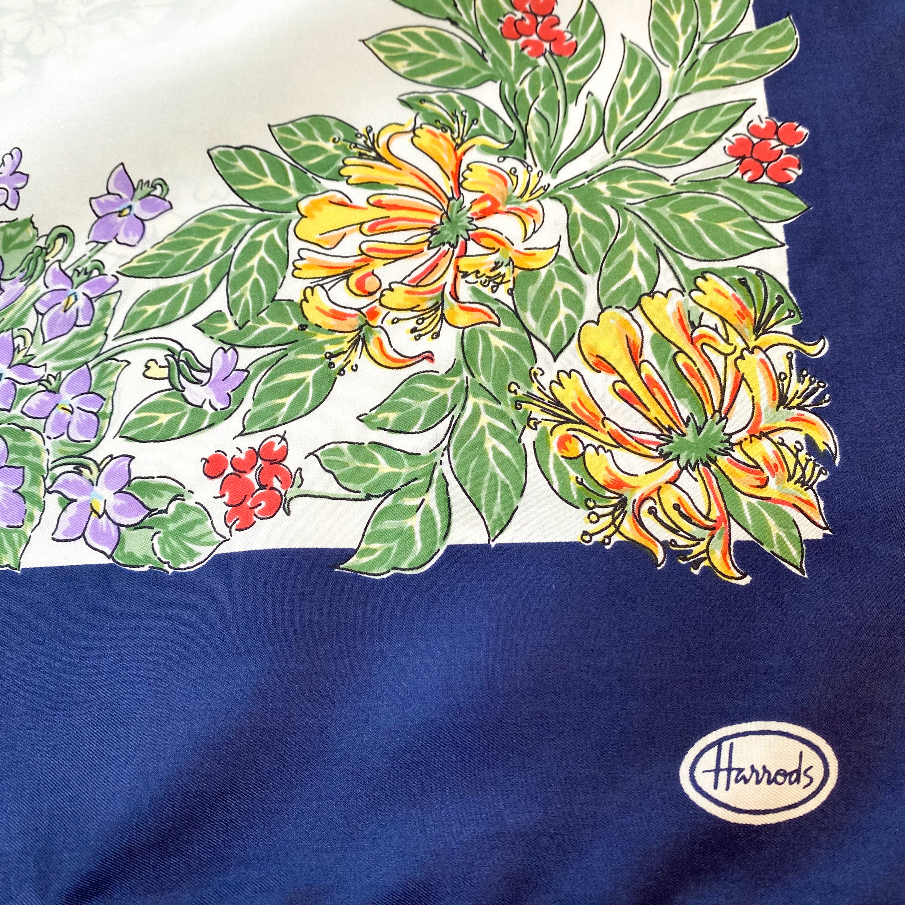 Harrods Vintage Floral Silk Scarf