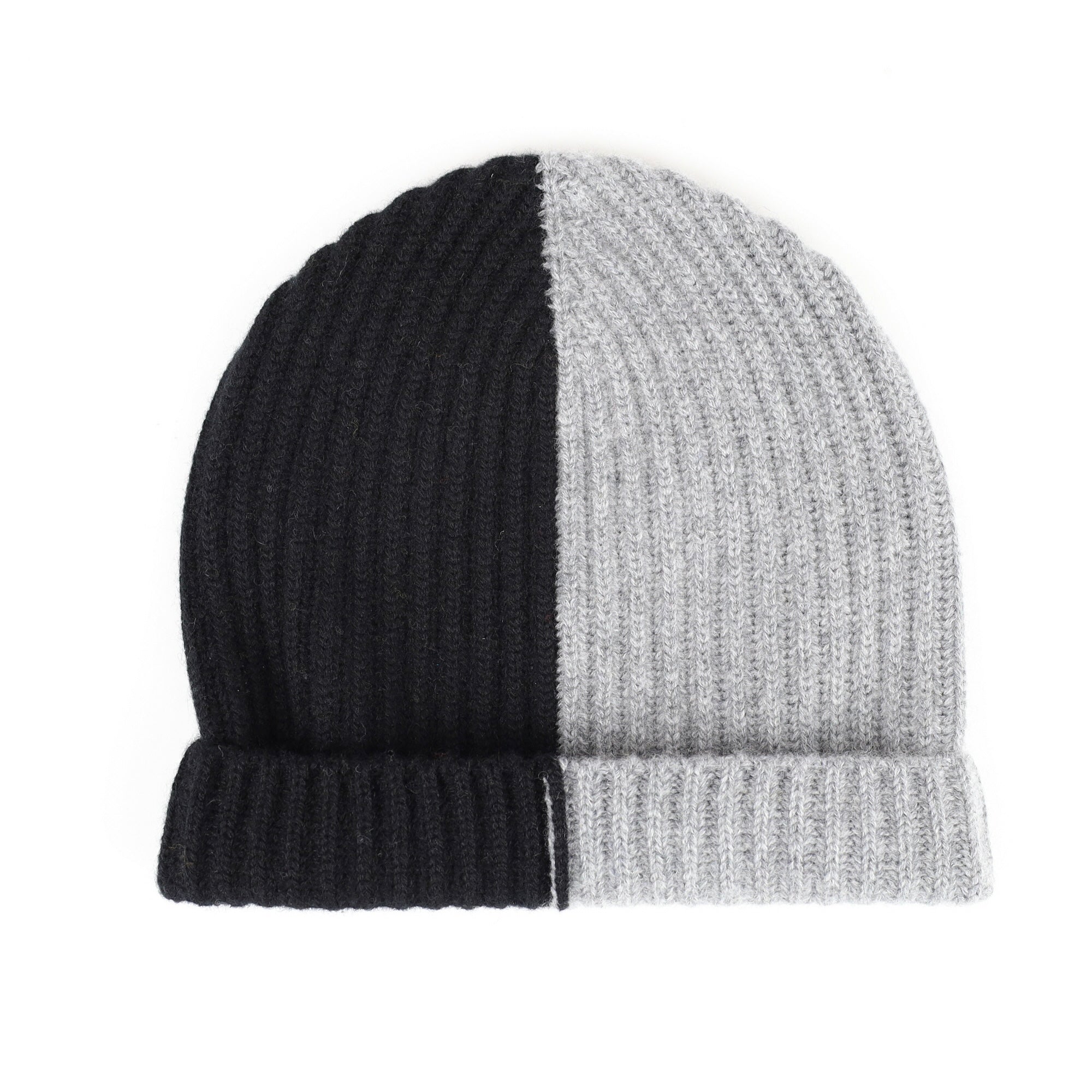 Scottish Black and Grey Luxury Chunky Cashmere Beanie Hat