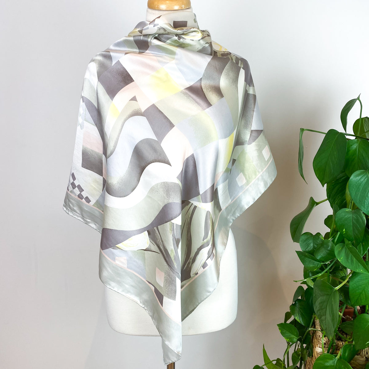 Muted Abstract Vintage Silk Scarf