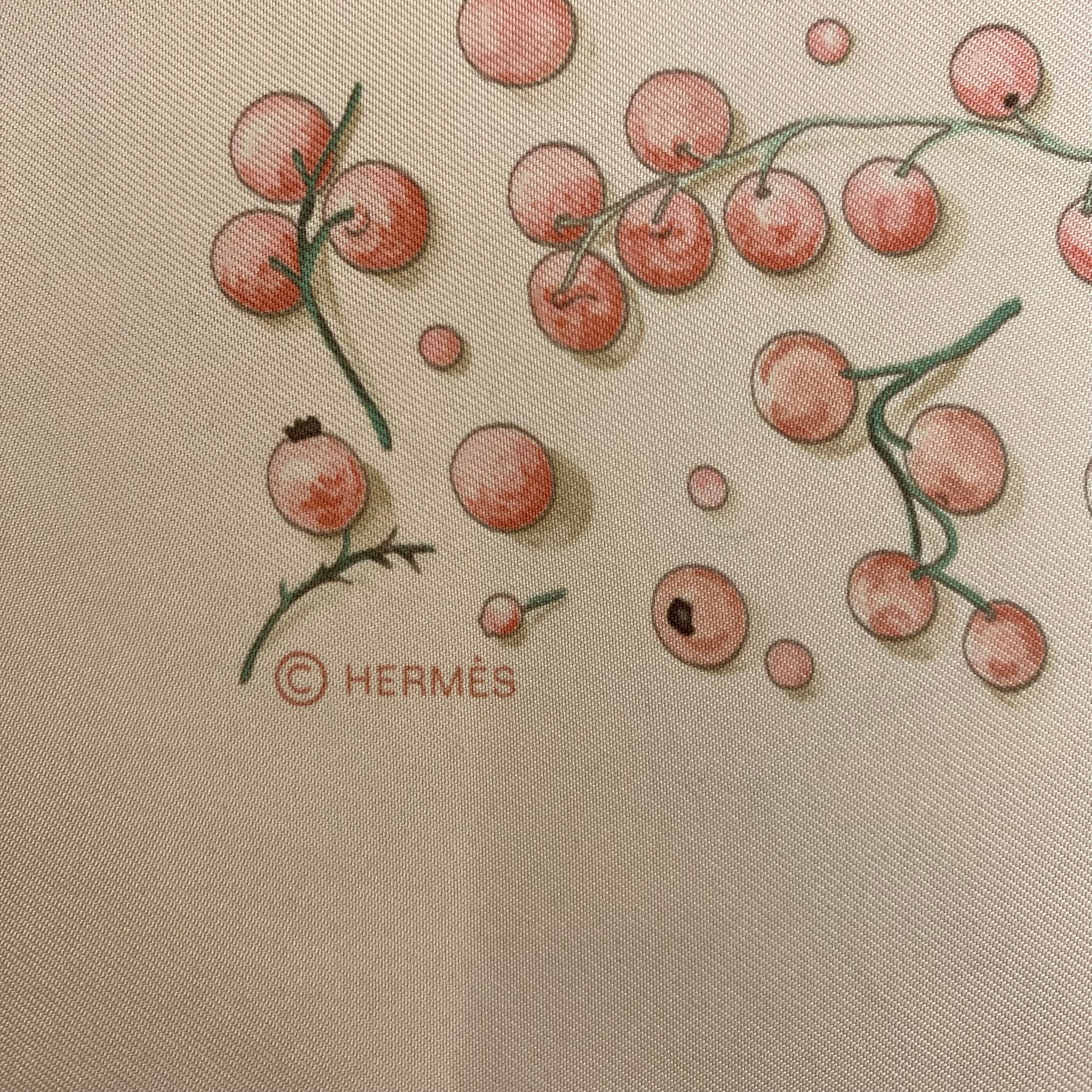 Hermès Red Berries Silk Scarf Quite Rare