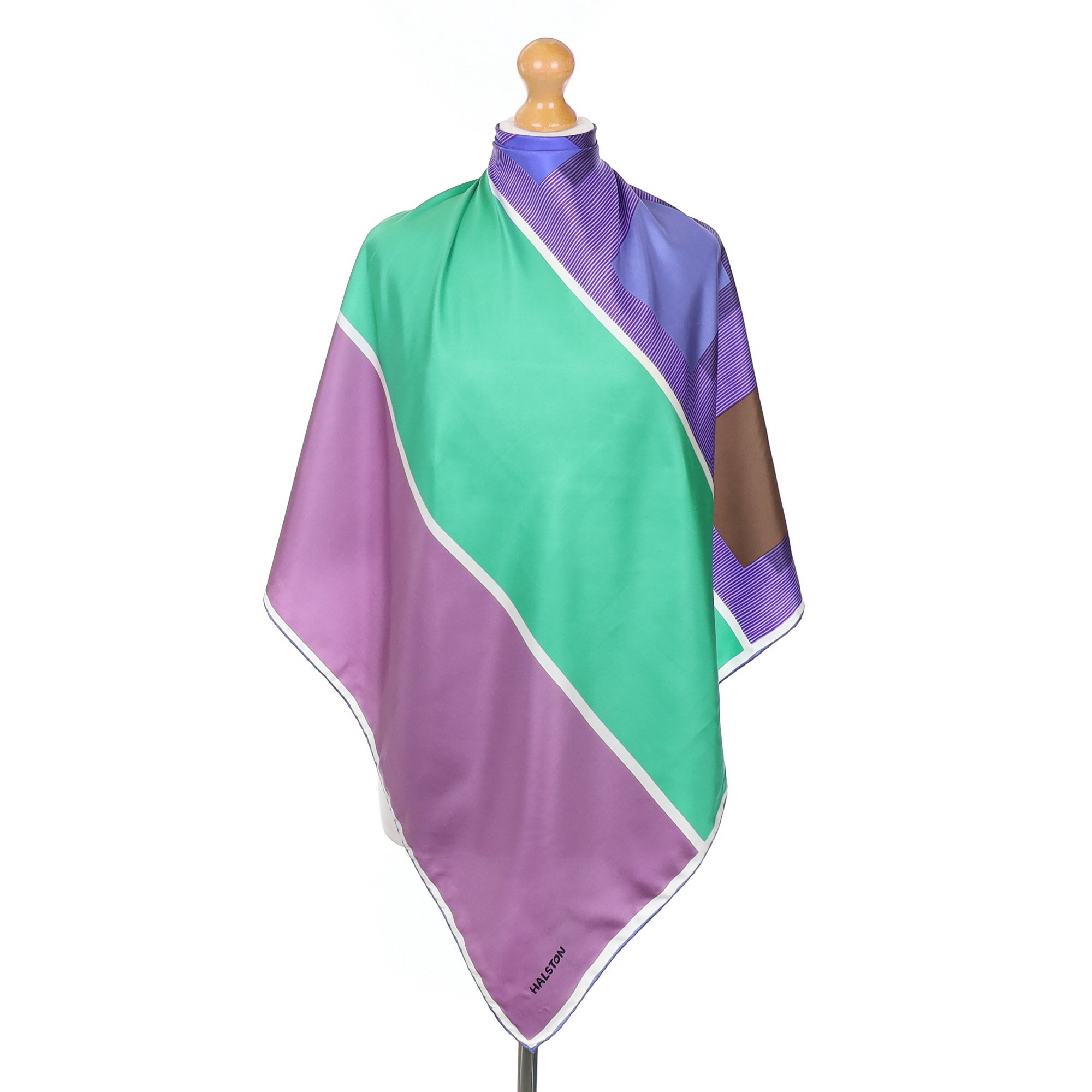 Halston Purple & Green Silk Scarf